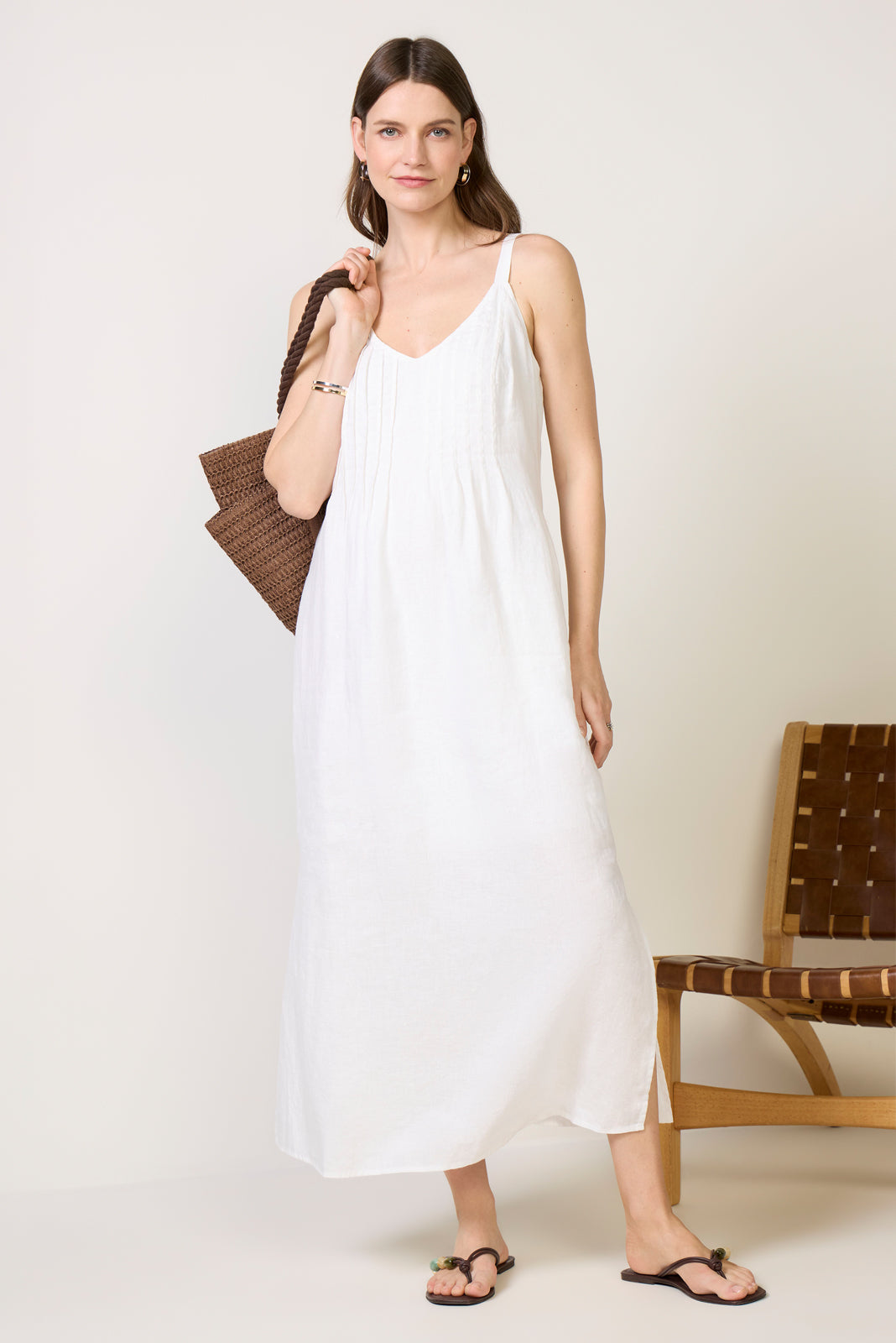 Stella Linen Pintuck Dress
