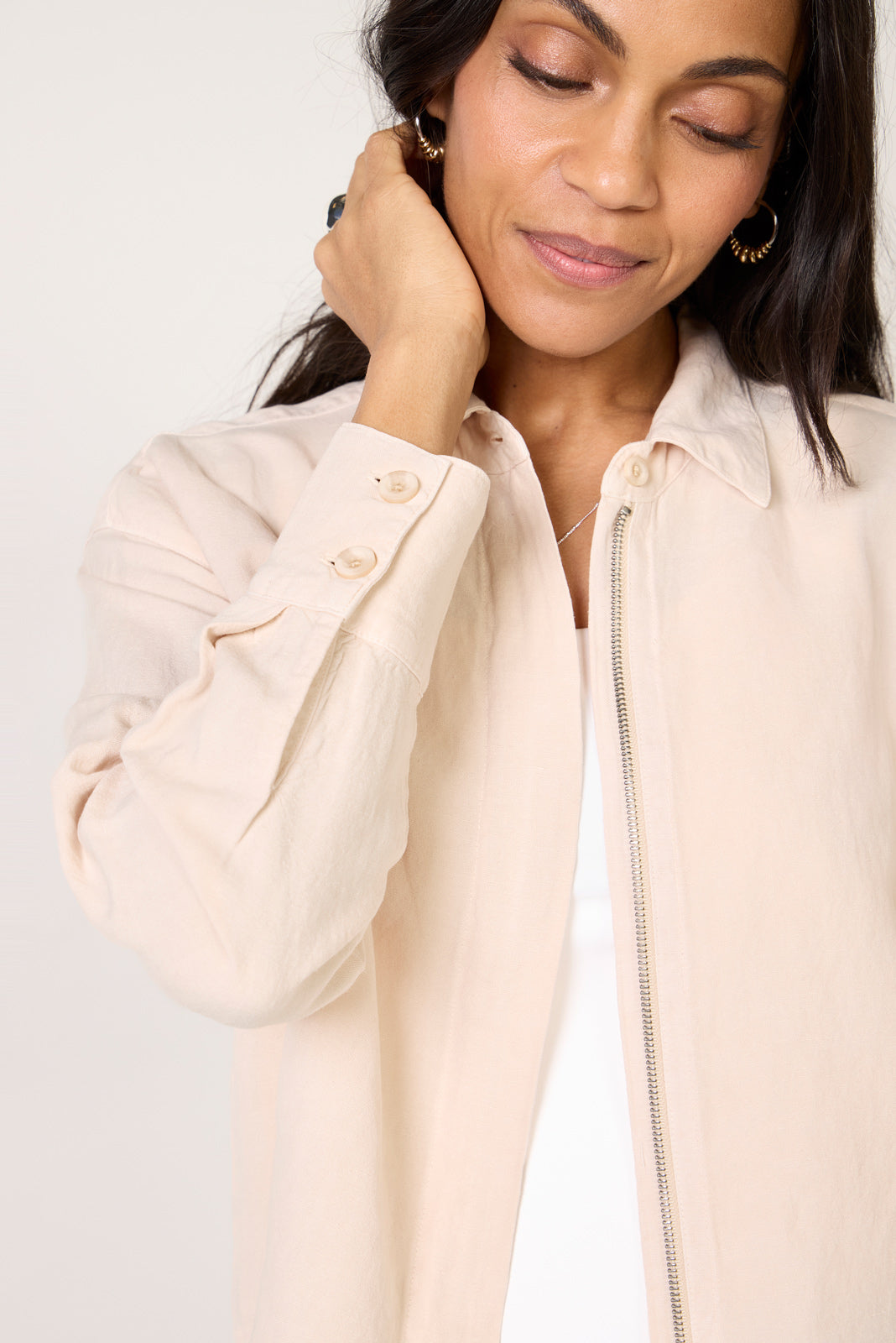 Linen Zip Up Shirt