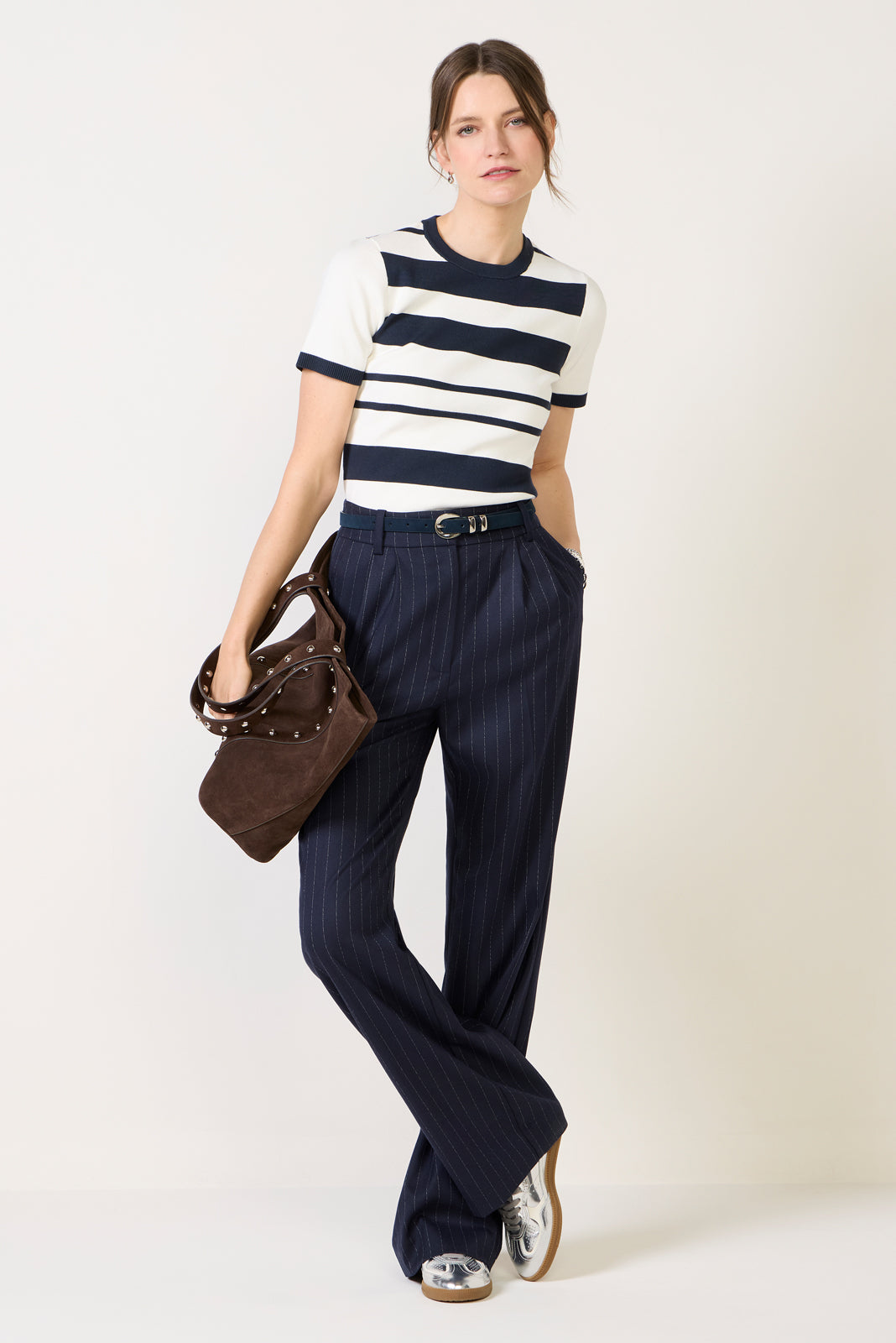 Maxime Knit Stripe Short Sleeve Sweater