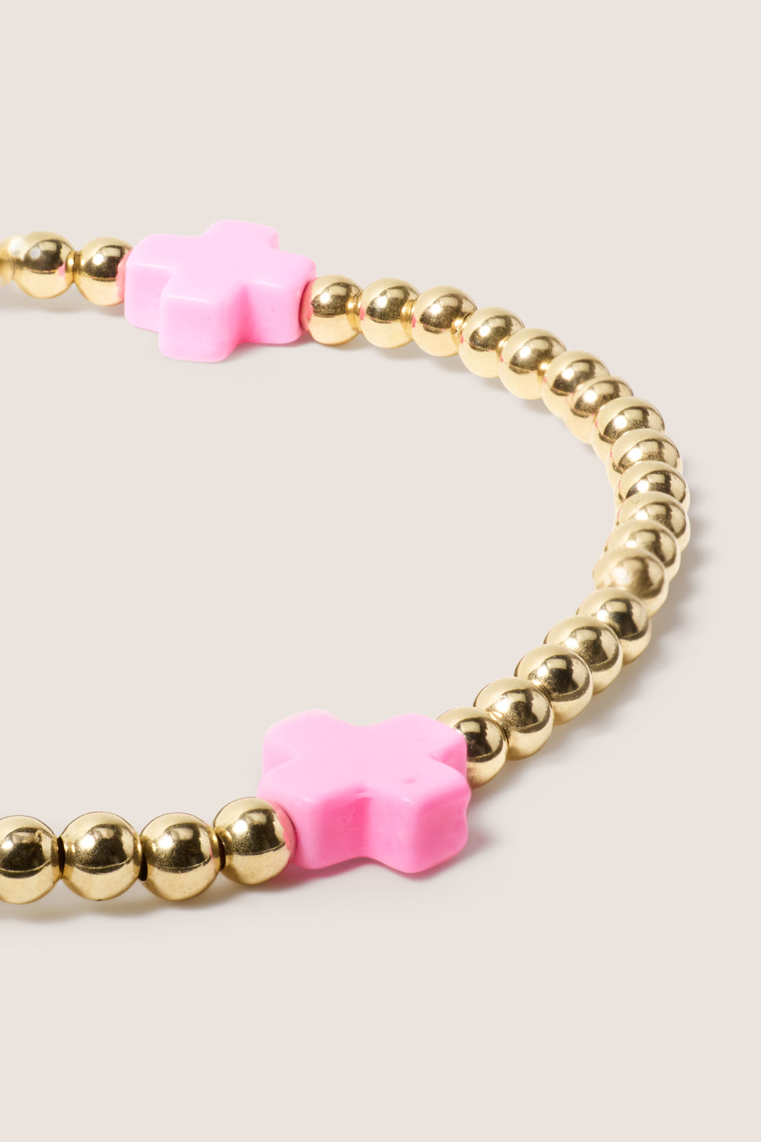 Signature Cross 3mm Gold Bracelet - Bright Pink
