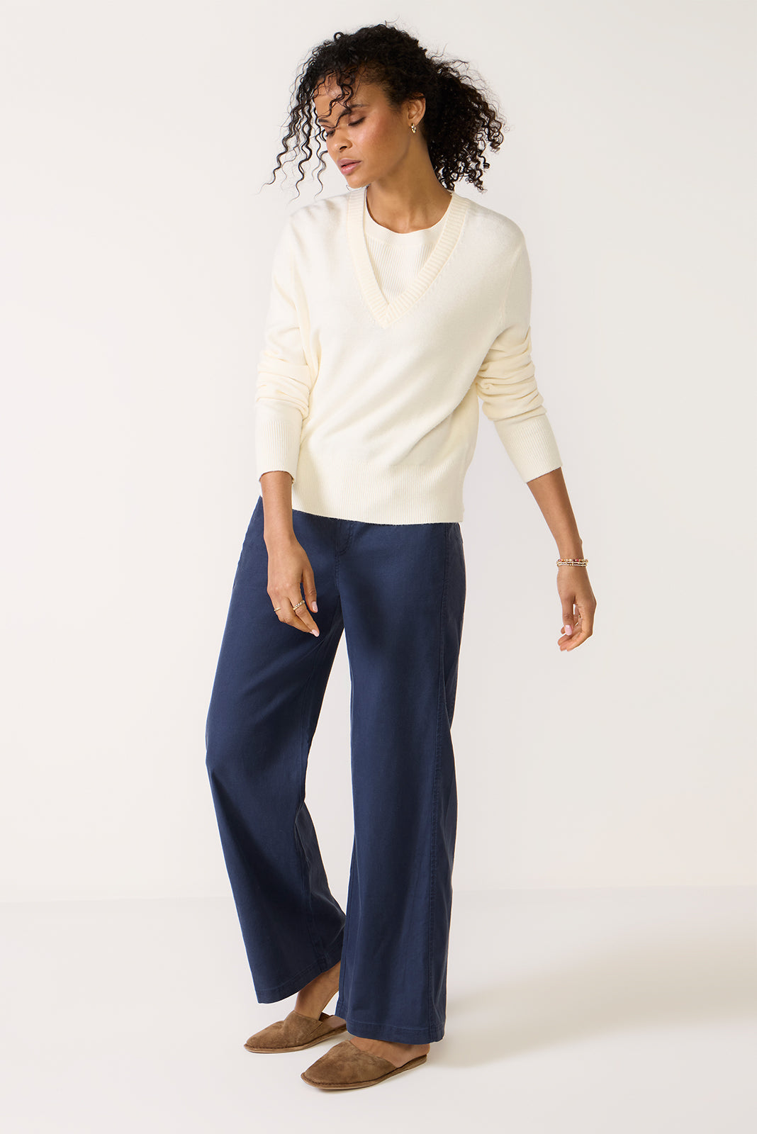 Maeve Mixed Rib TwoFer Sweater