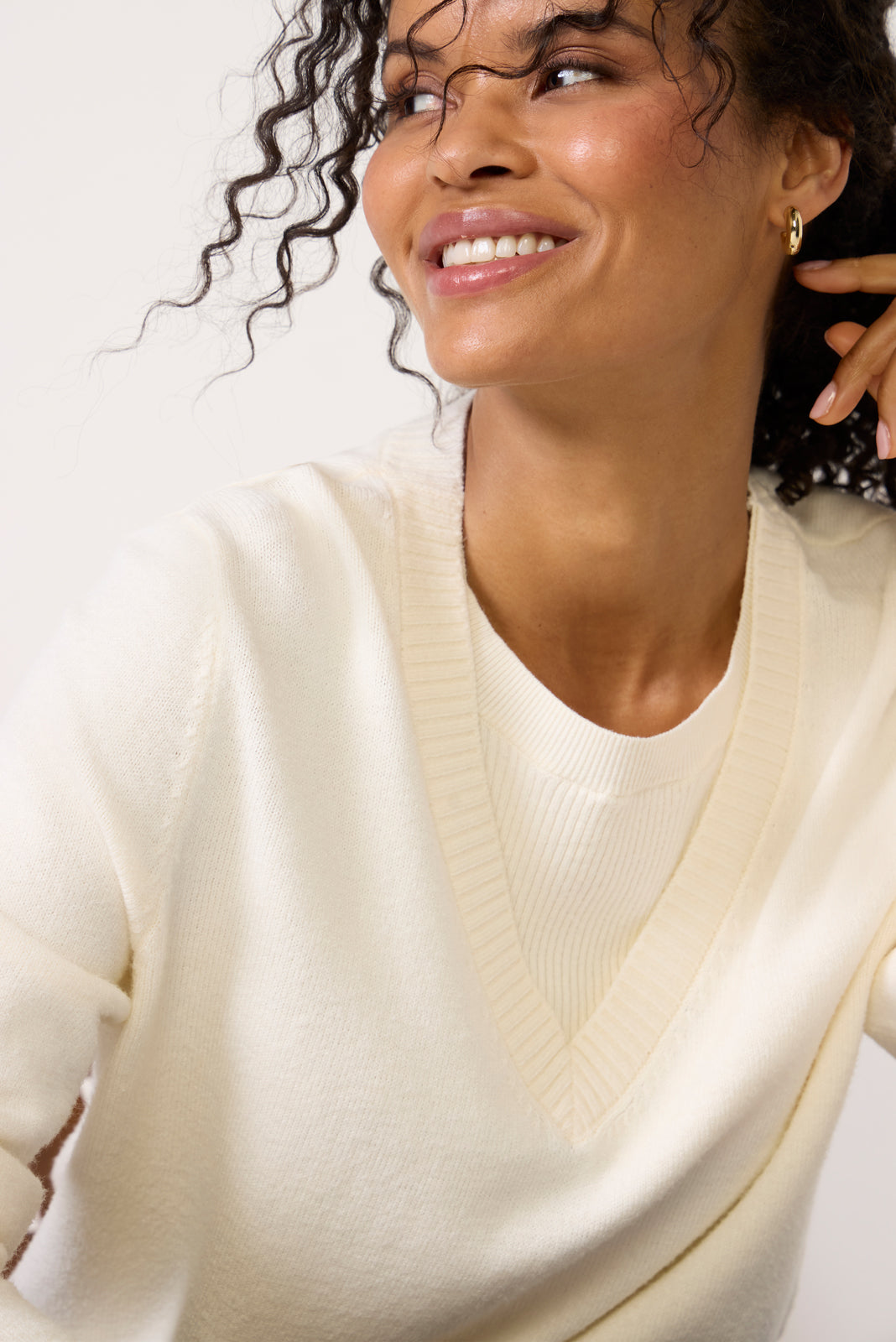 Maeve Mixed Rib TwoFer Sweater