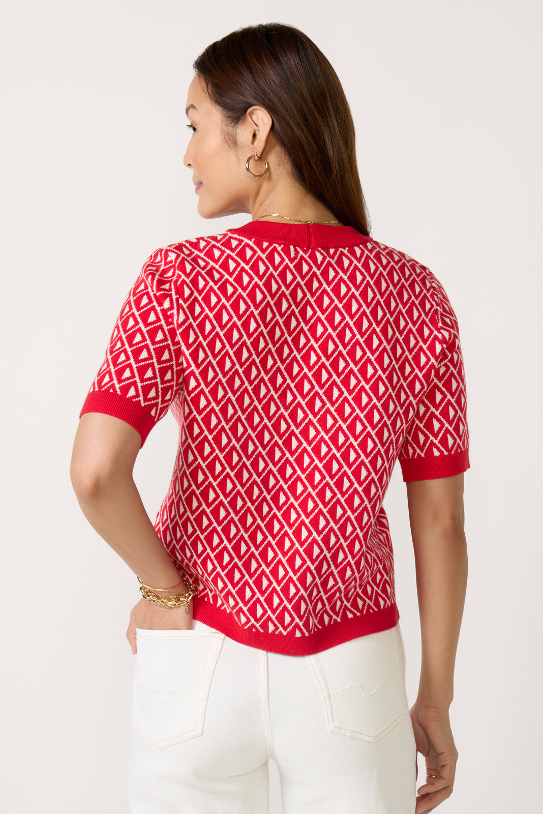 Clara Geo Short Sleeve Sweater Tee