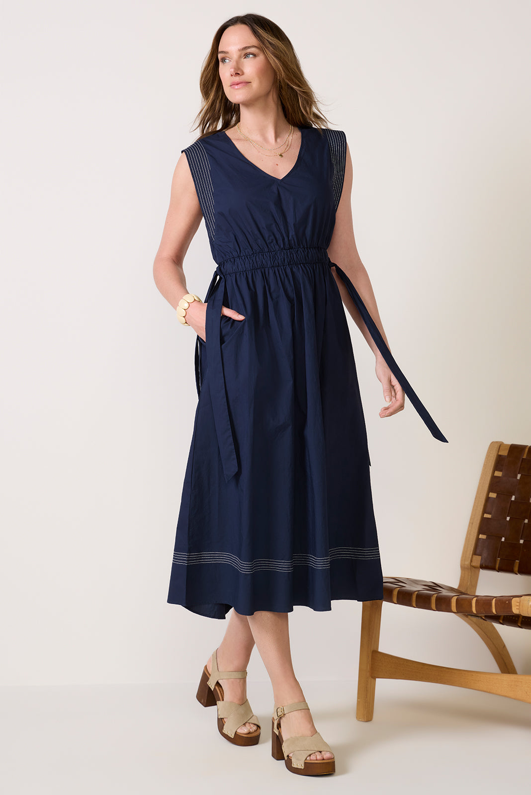 Whitley Contrast Stitch Midi Dress