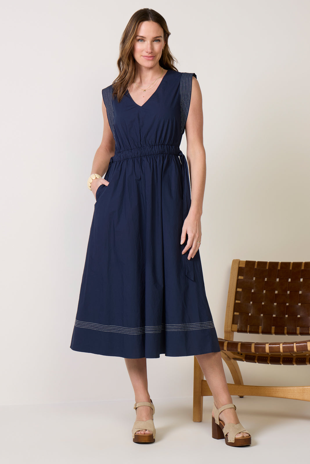 Whitley Contrast Stitch Midi Dress