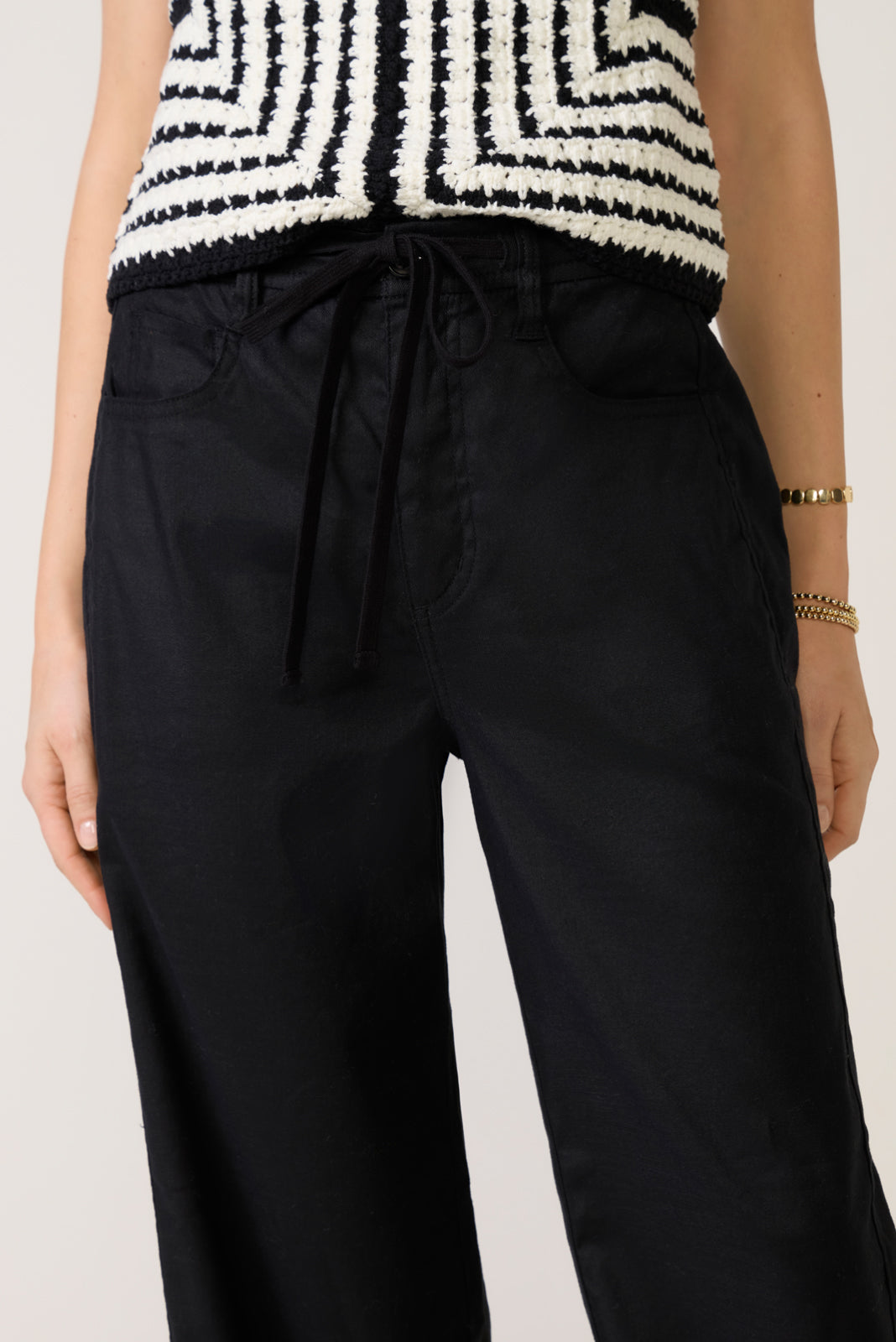Joelle Stretch Linen Trouser with Tie Waist