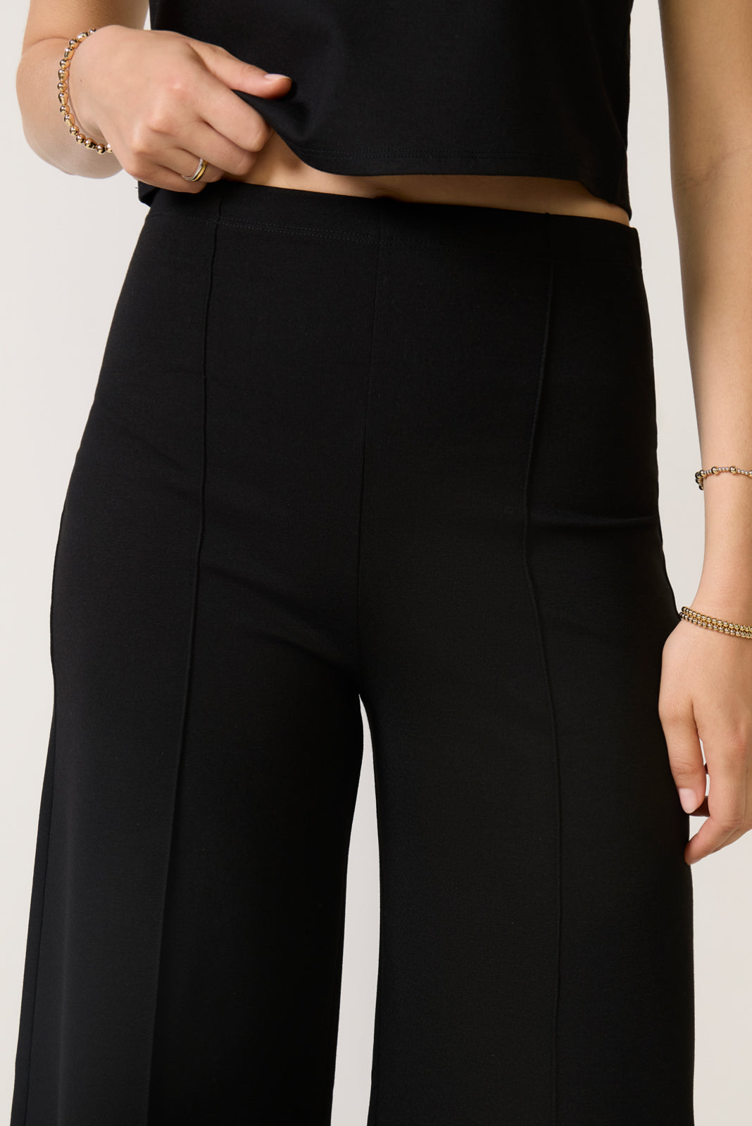 Ponte Knit Wide Leg Pant