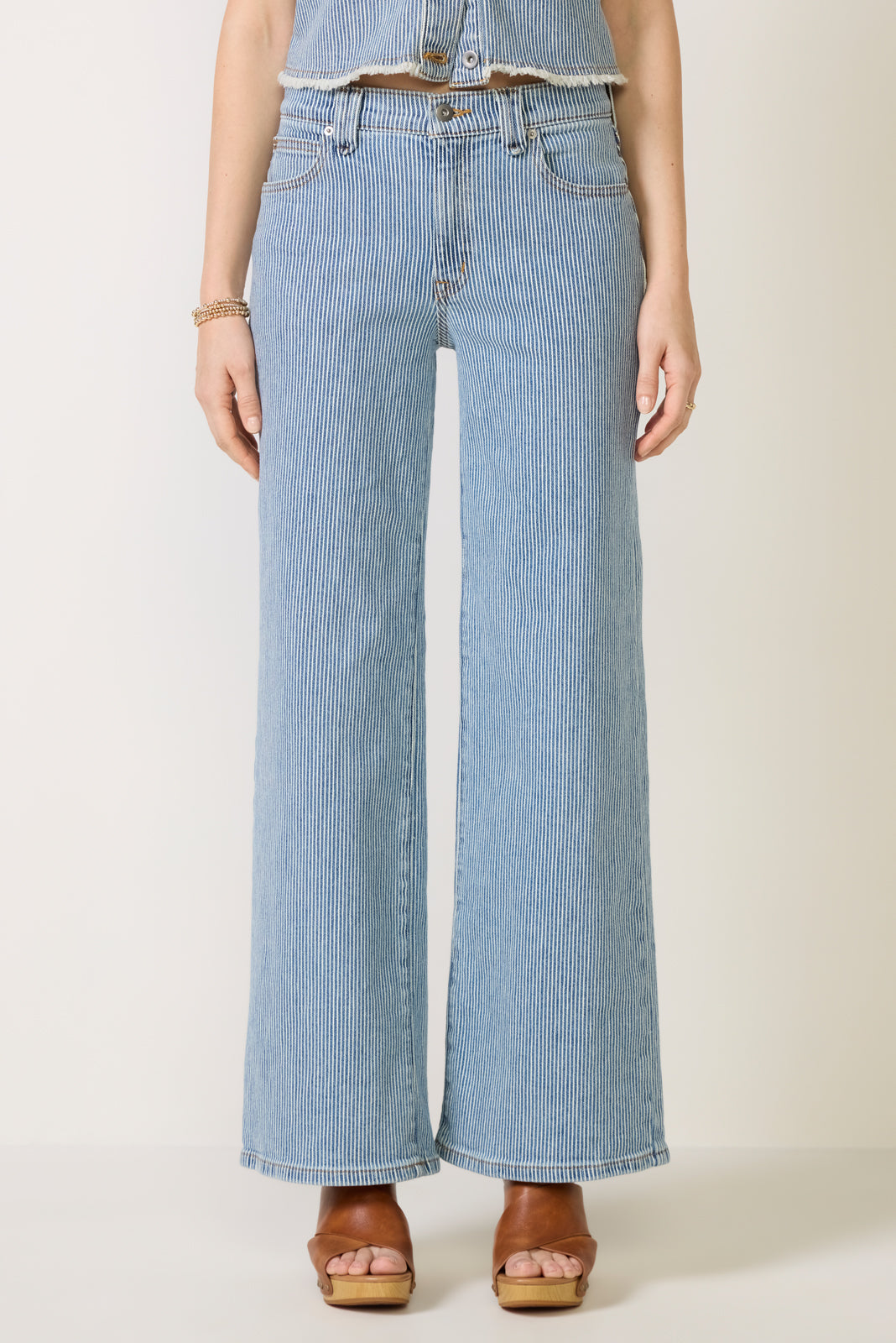 Railroad Stripe Wide Leg Jean