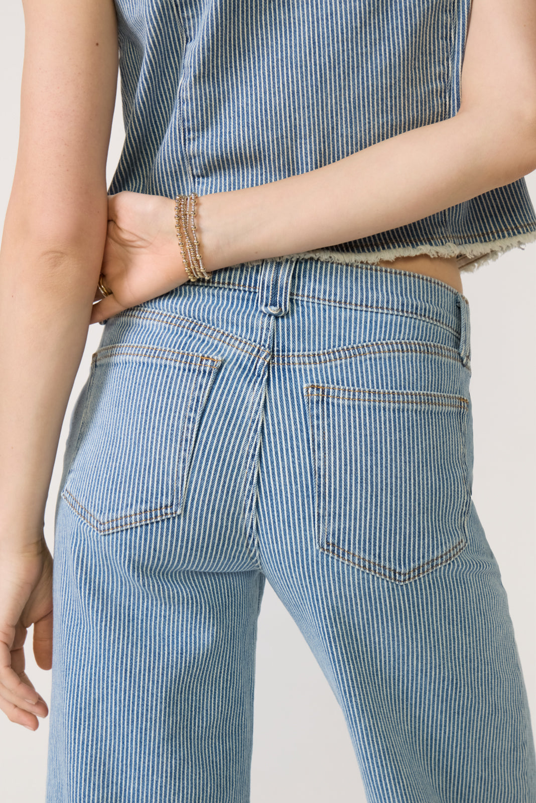 Railroad Stripe Wide Leg Jean