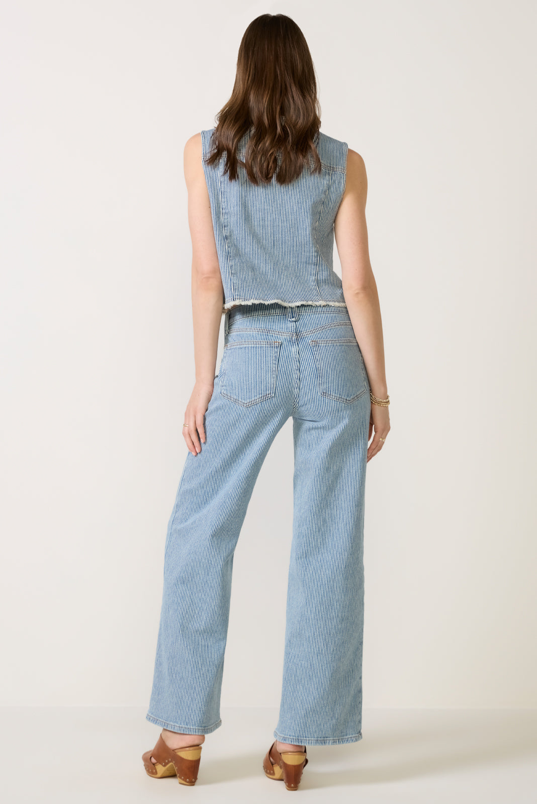 Railroad Stripe Wide Leg Jean