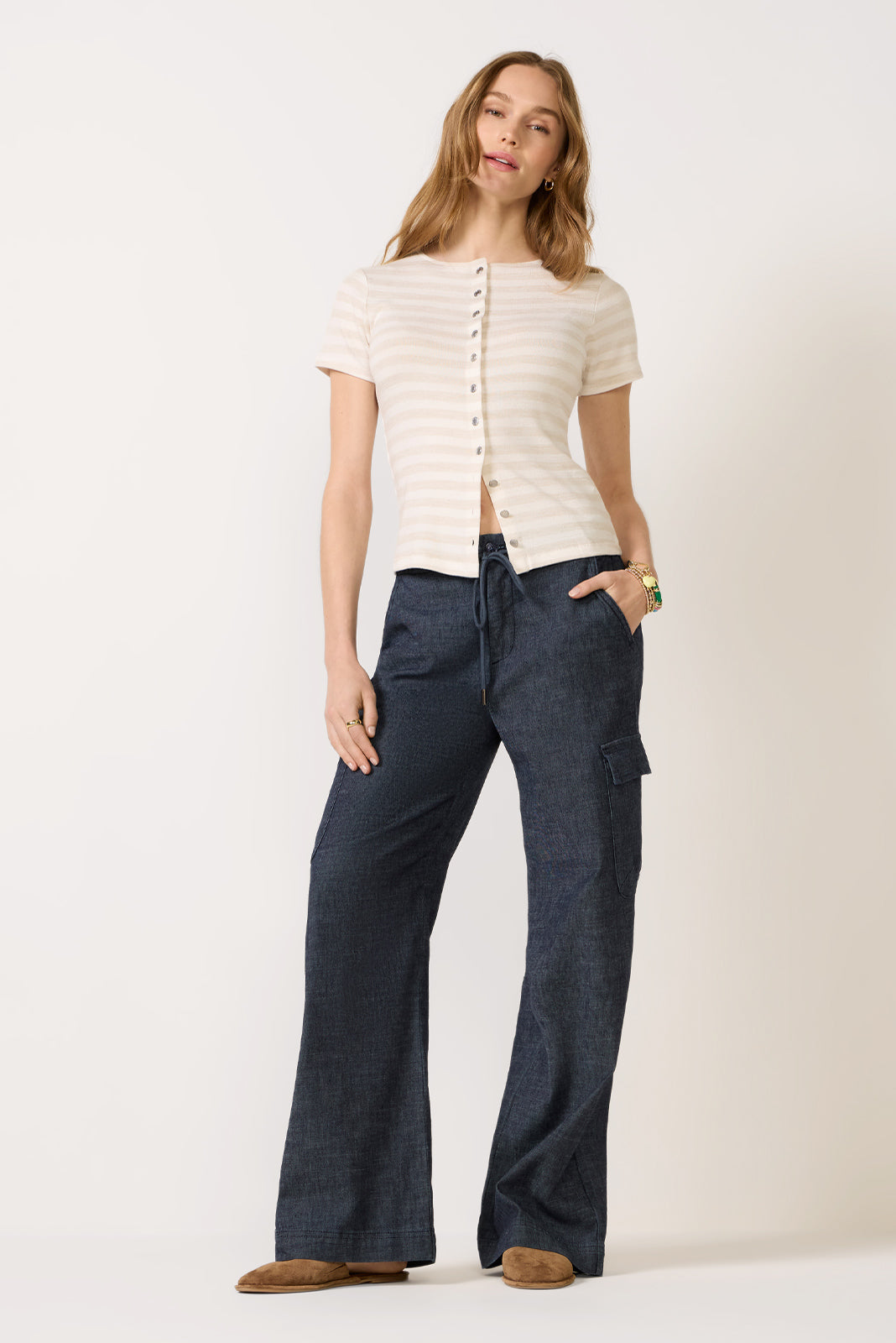The Knit Stripe Button Tee