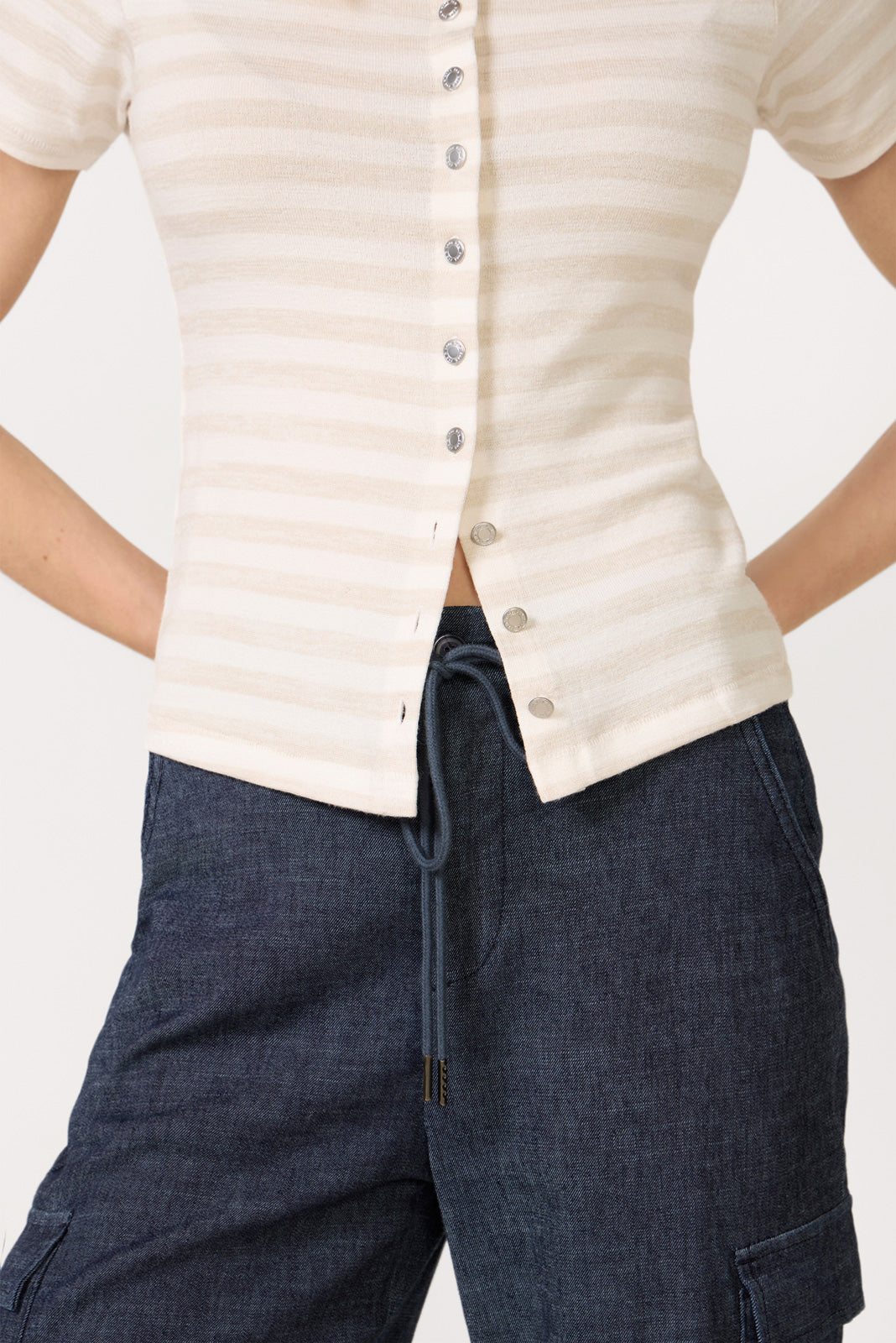 The Knit Stripe Button Tee
