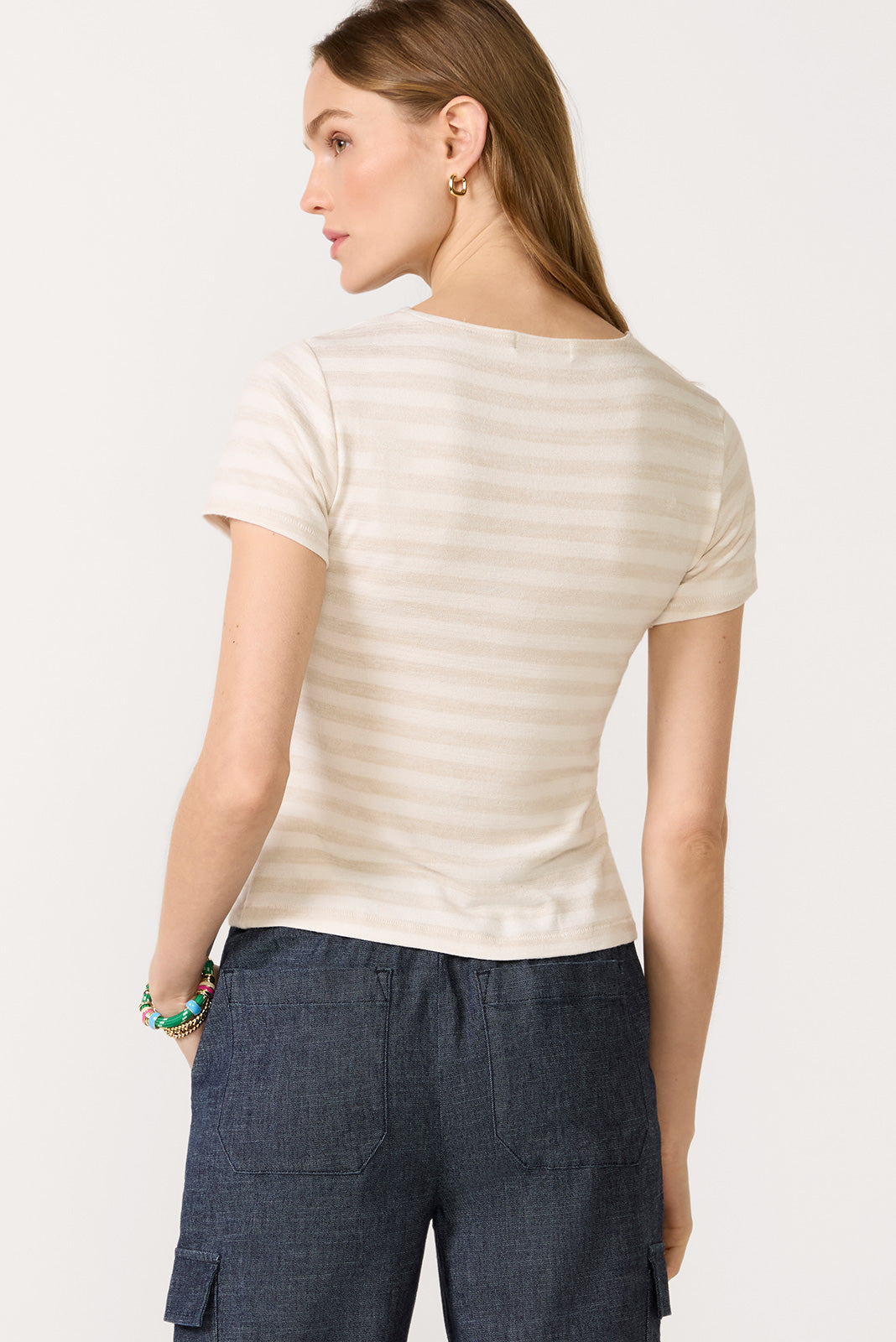 The Knit Stripe Button Tee