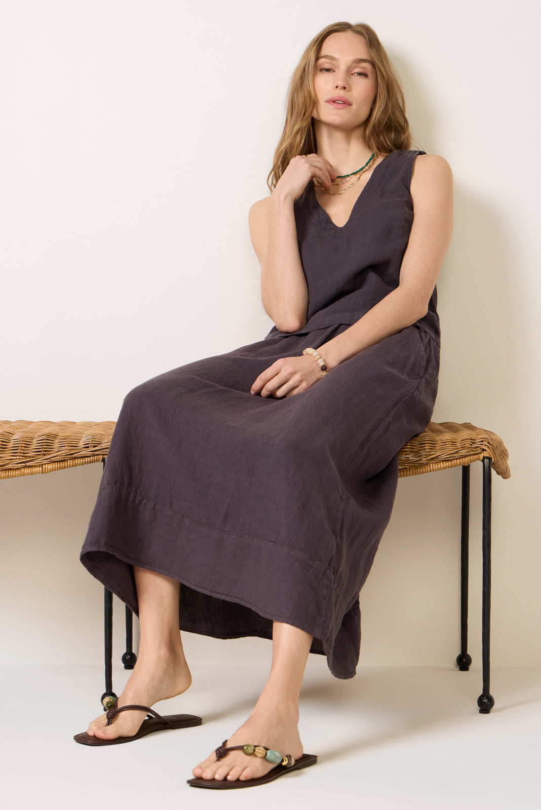 V Neck Linen Tank