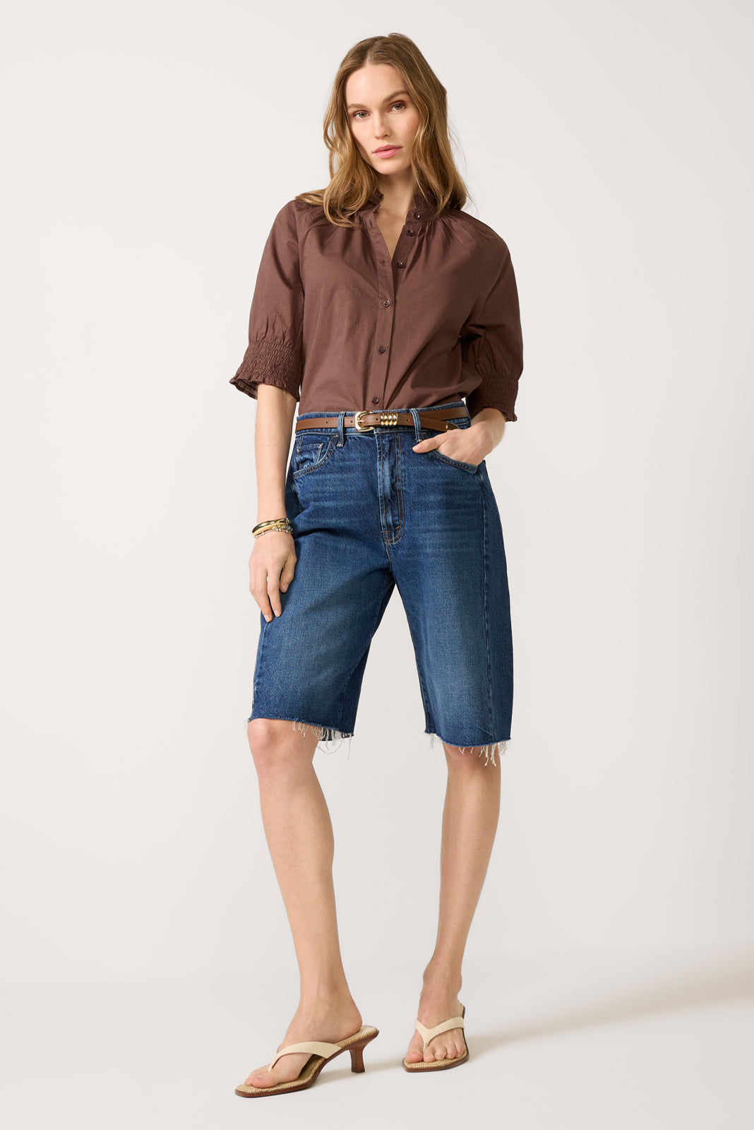 Short Sleeve Ruffle Neck Shirt