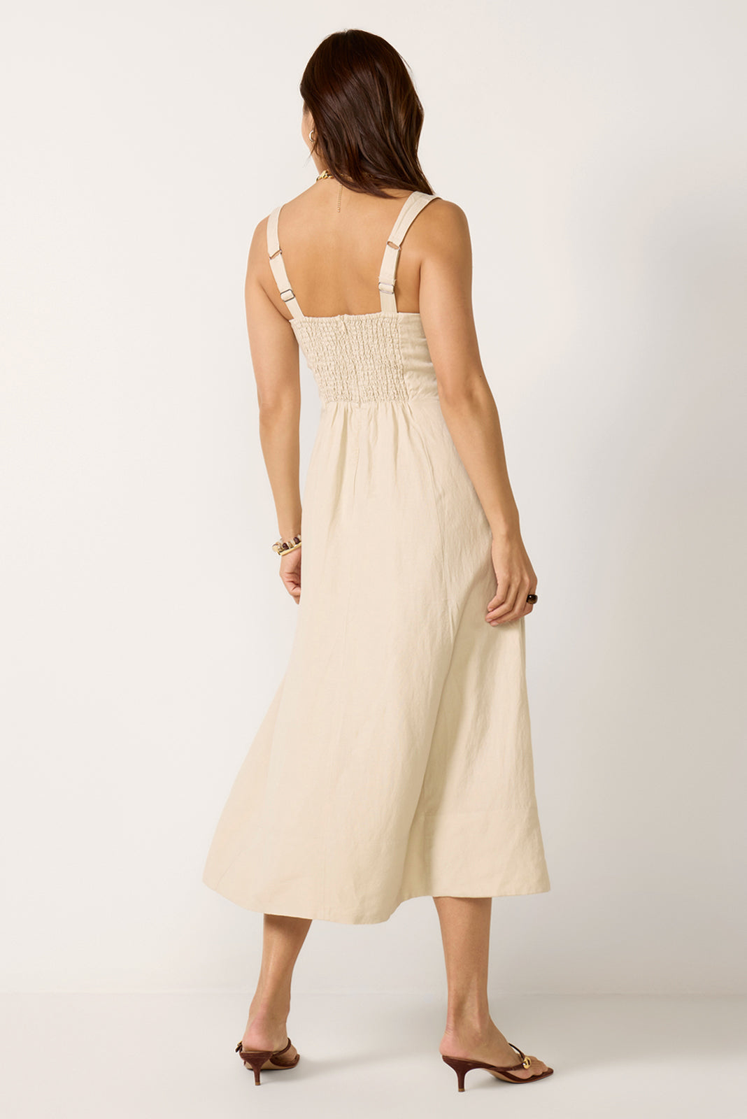 Kaiden Linen Seamed Midi Dress