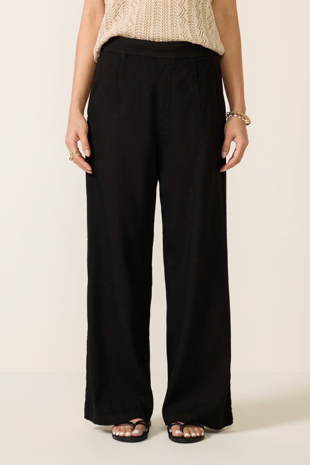 Petite Maya Wide Leg Linen Ankle Pant
