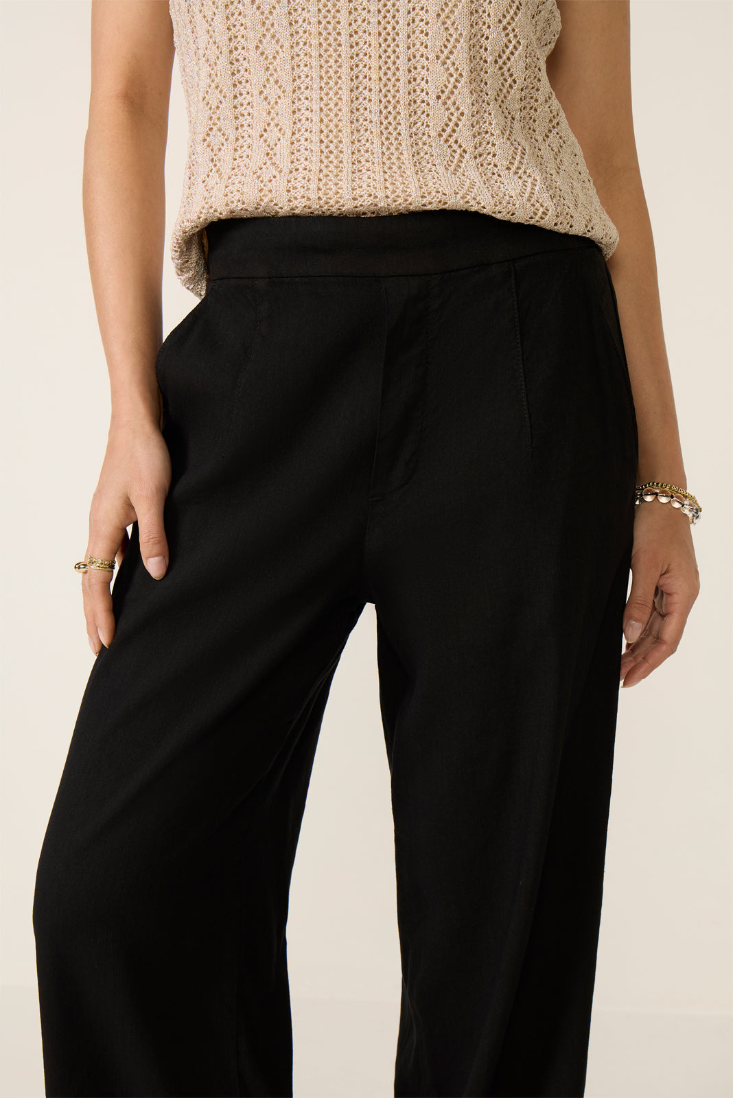 Petite Maya Wide Leg Linen Ankle Pant