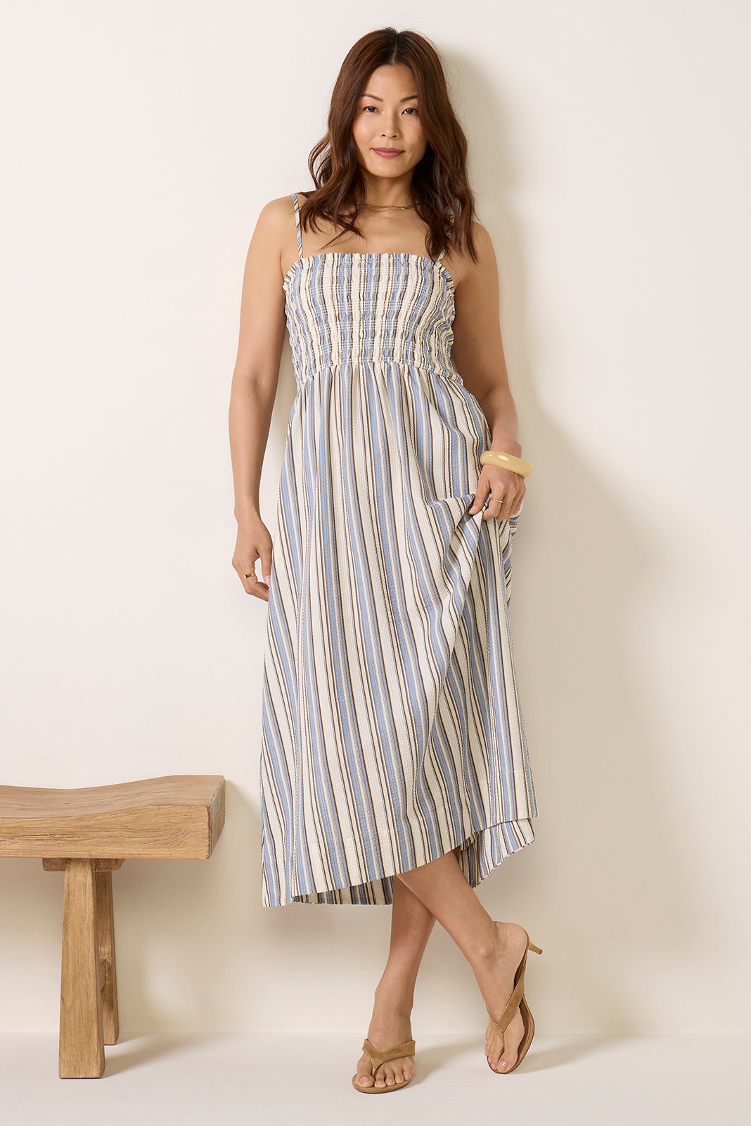 Sienna Seersucker Smocked Midi Dress