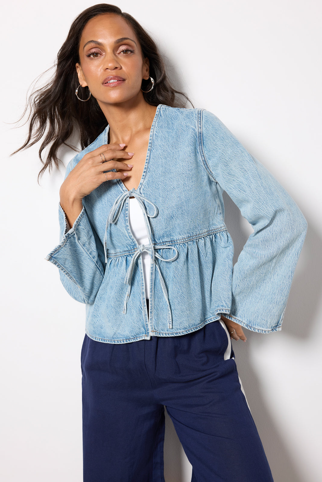 Tie Front Denim Jacket