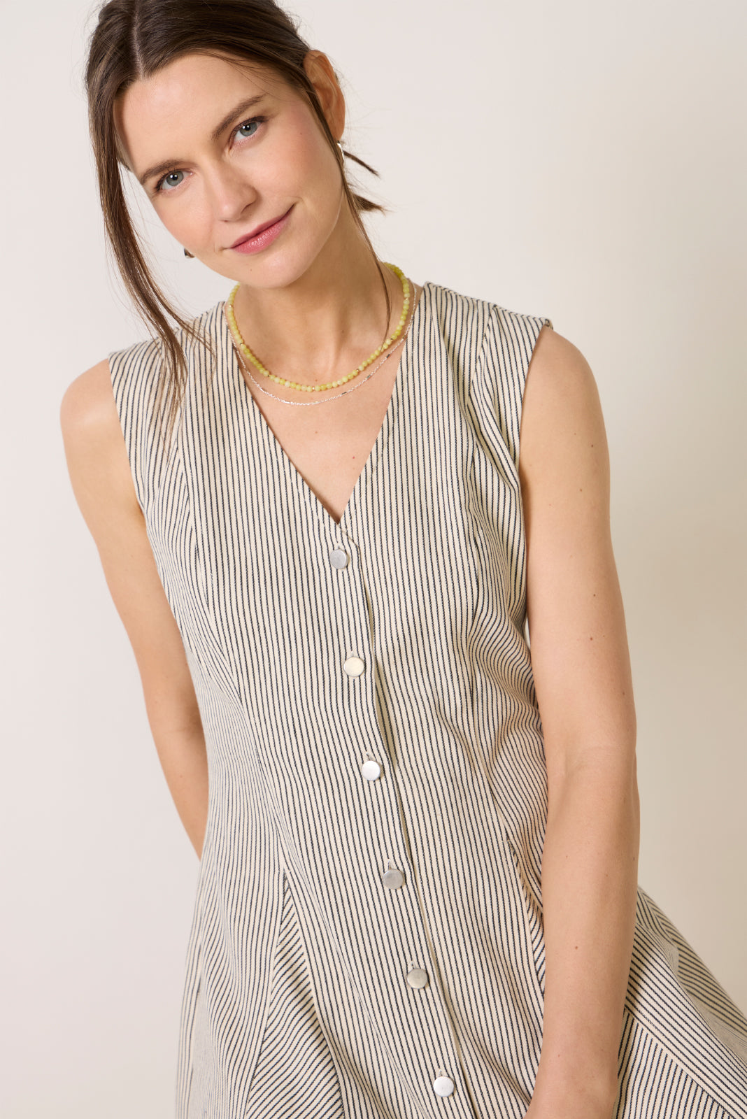 Zora Canvas Stripe Button Down Mini