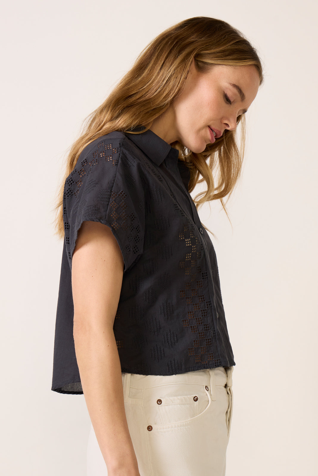 Kyleah Geo Eyelet Top