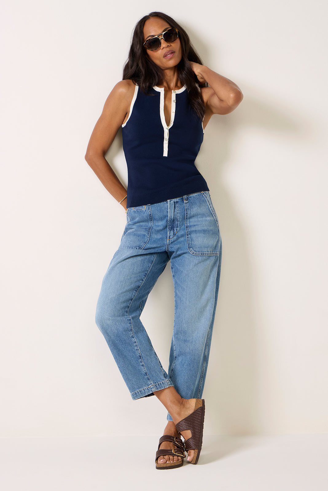 Maren Contrast Henley Tank