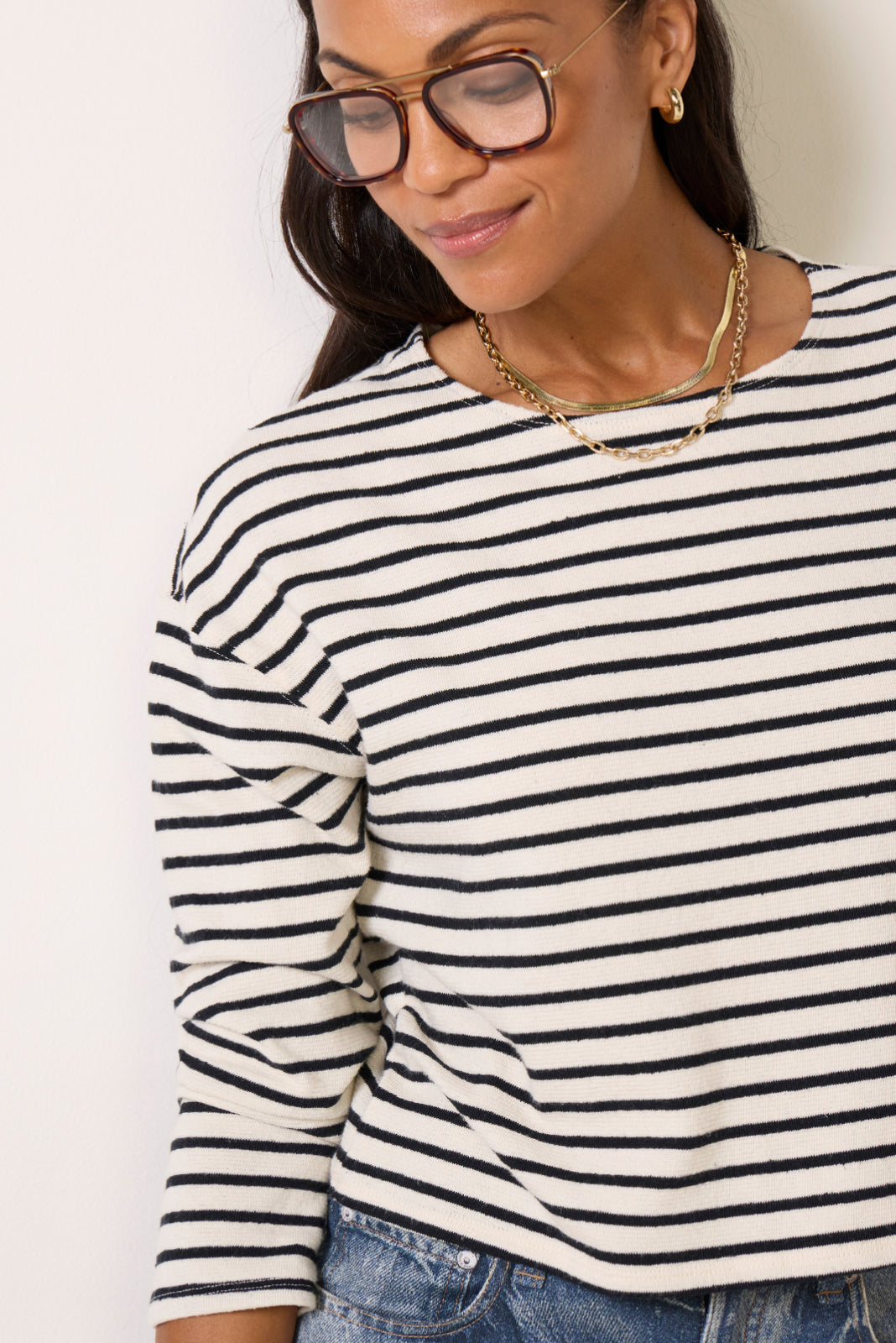 Jenna Striped Boatneck Long Sleeve