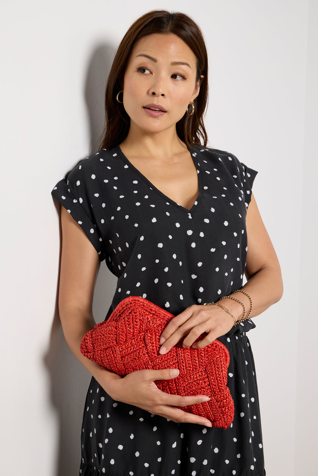 Textured V Neck Top