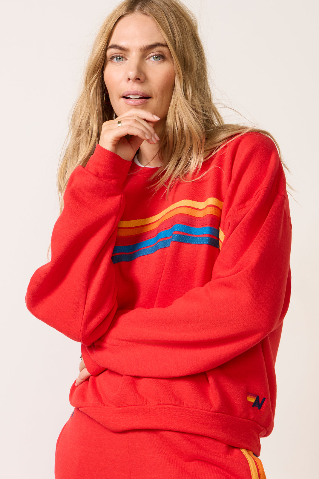 5 Stripe Relaxed Crew Sweatshirt