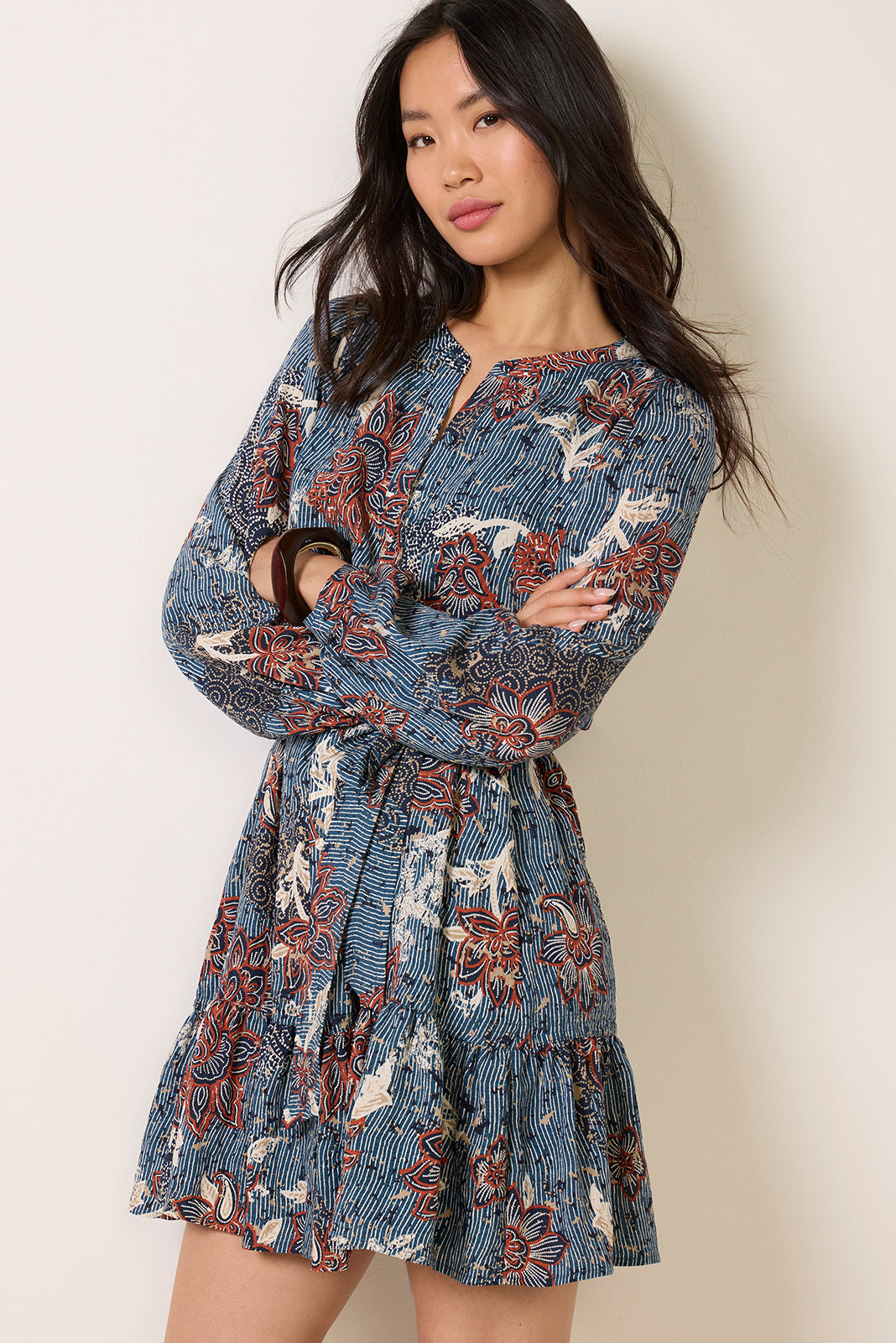 Mina Belted Long Sleeve Mini Dress