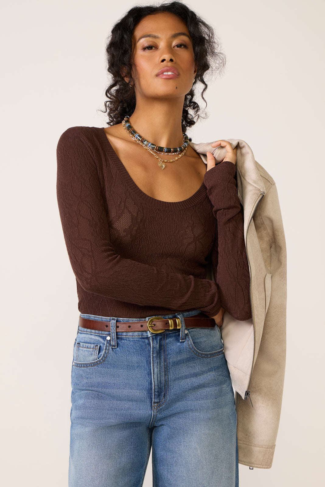 Tibi Scoop Mesh Top