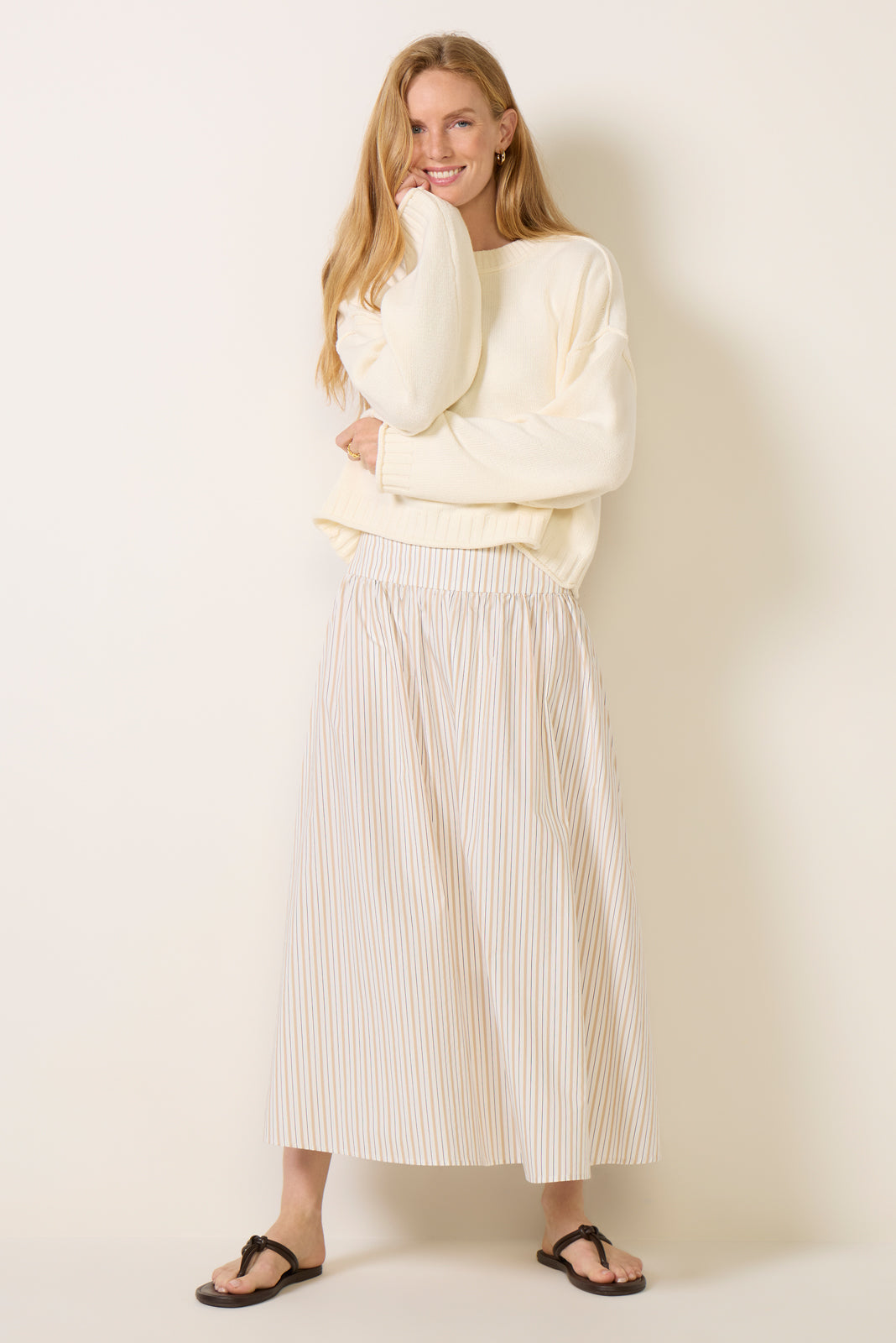 Dakota Rolled Sleeve Crewneck Sweater