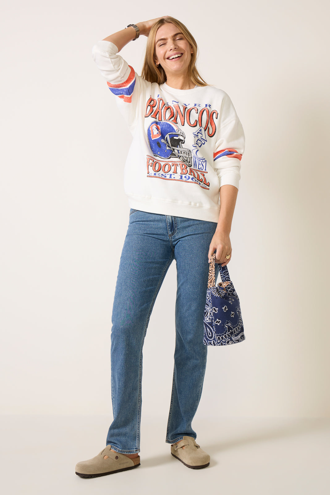 Broncos Oversized Stripe Sweatshirt