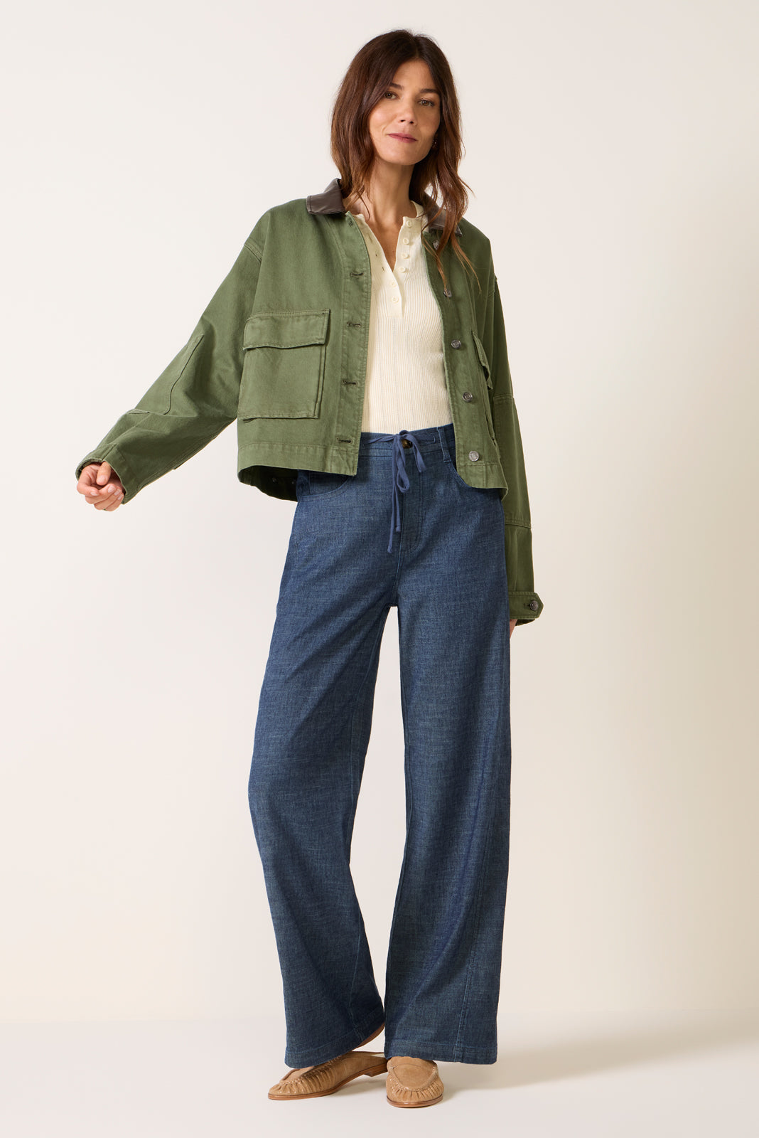Joelle Stretch Linen Wide Leg Pant