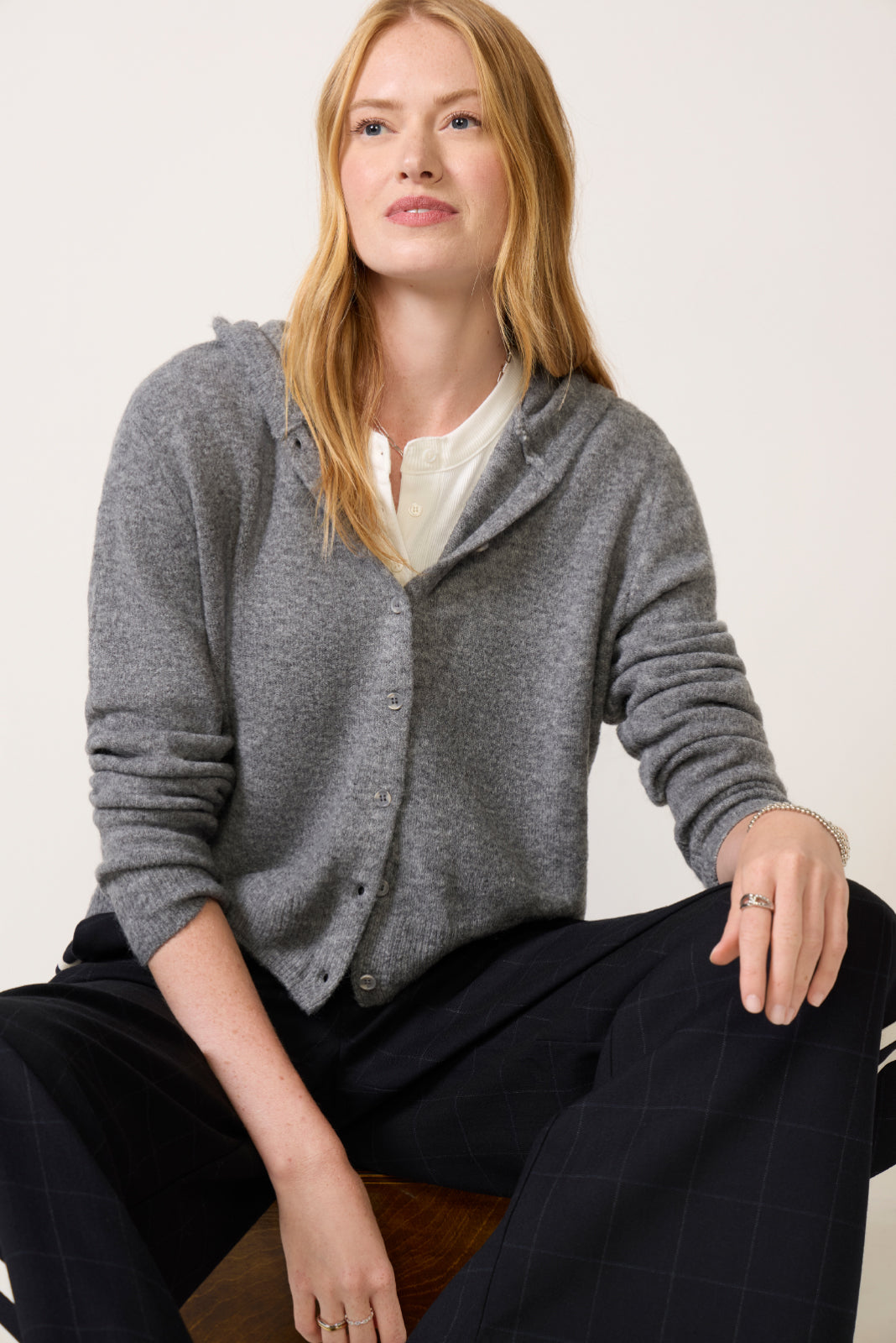 Mason Button Front Hoodie Cardigan