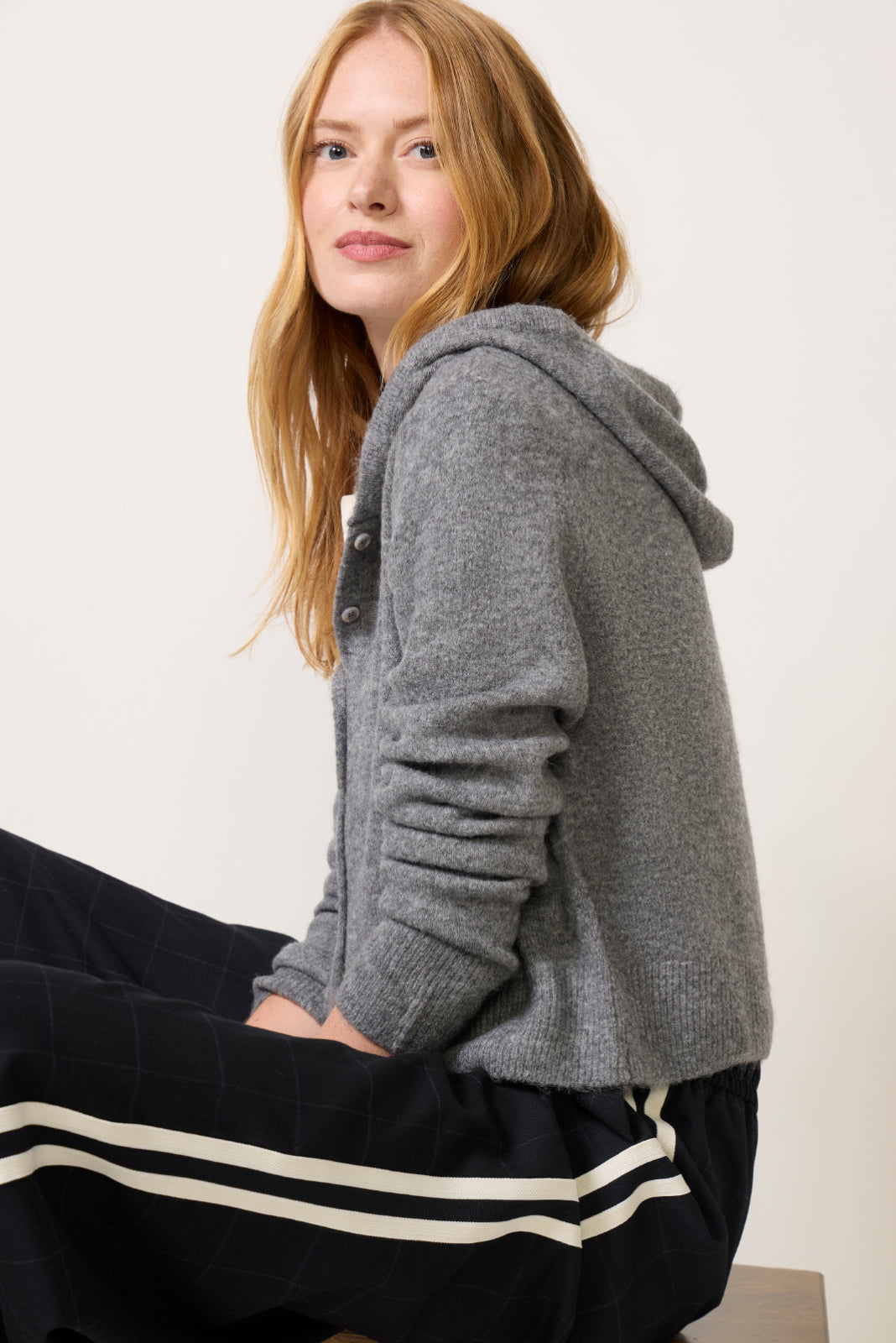Mason Button Front Hoodie Cardigan