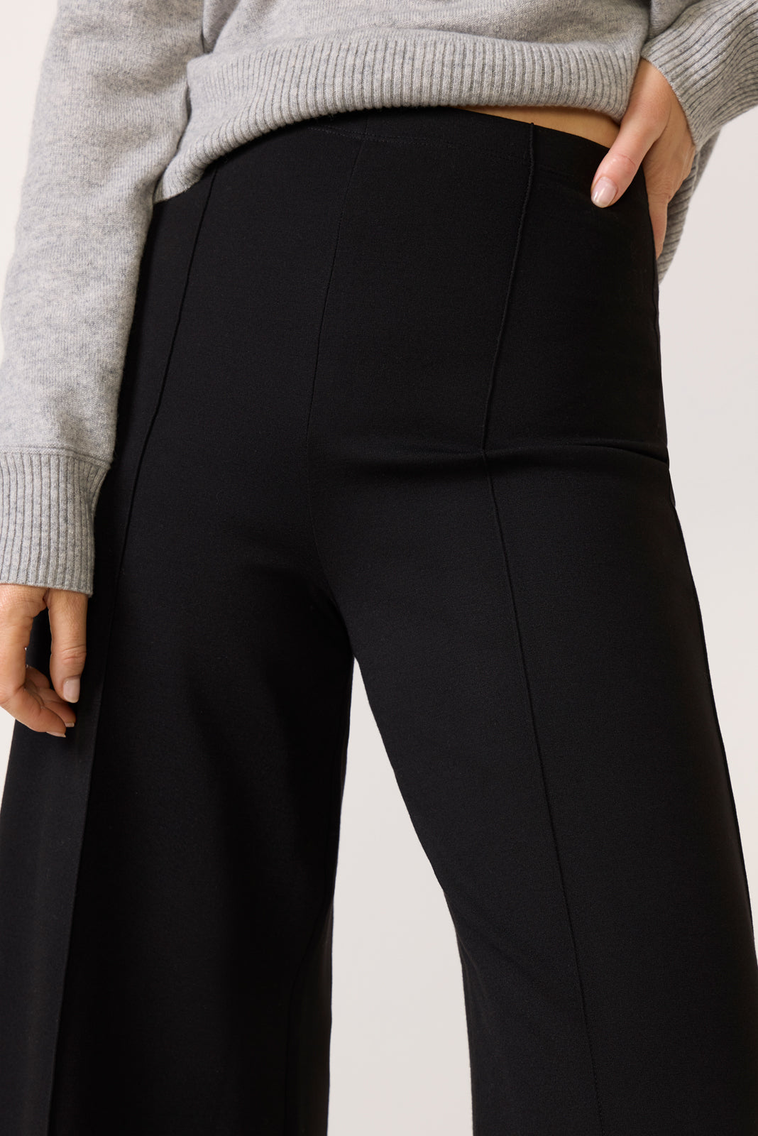 Ponte Knit Wide Leg Pant