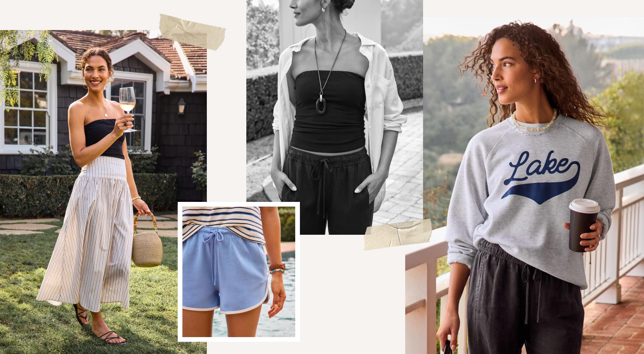 Images of women wearing clothing from EVEREVE's travel capsule