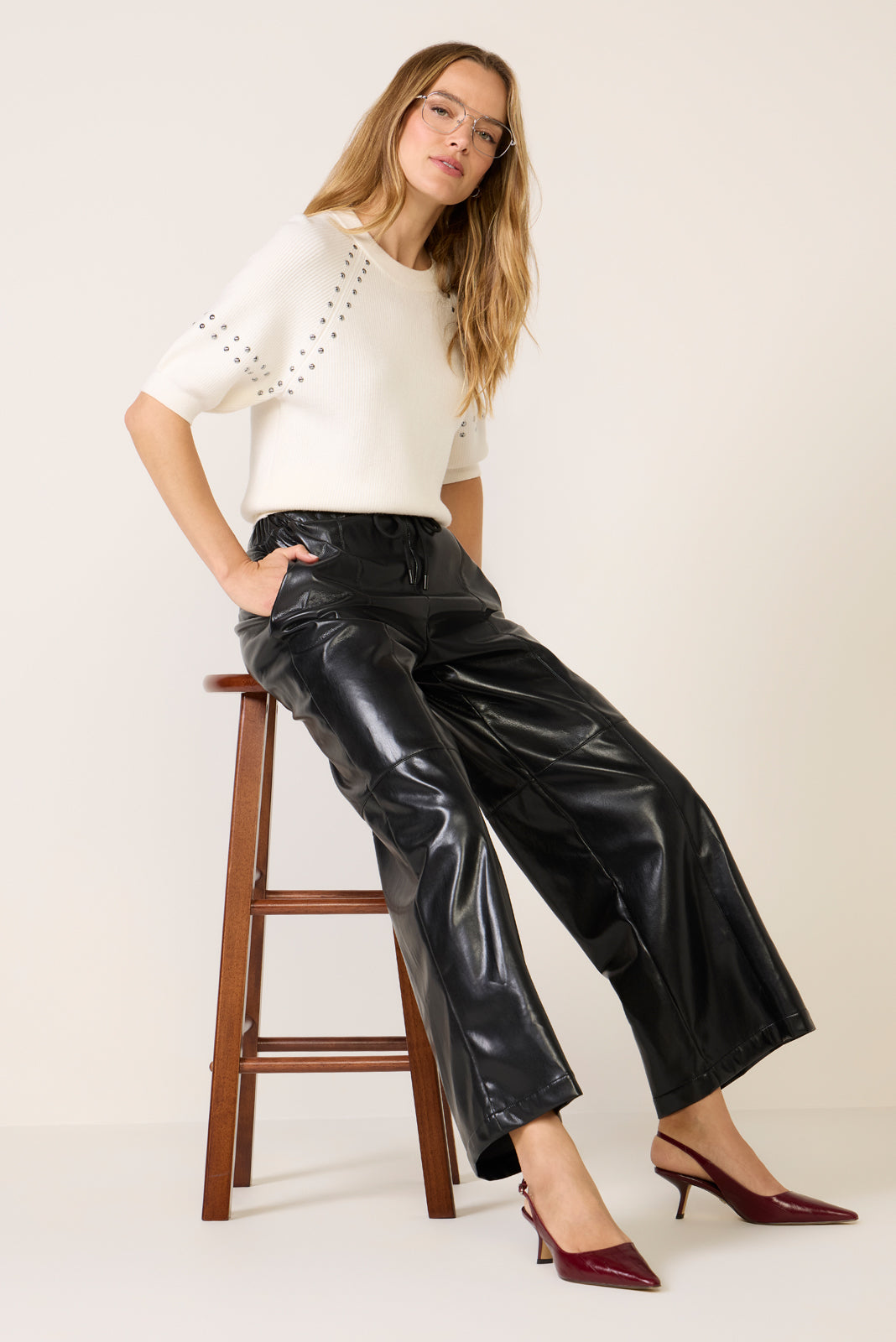 Jordan Faux Leather Wide Leg Pant