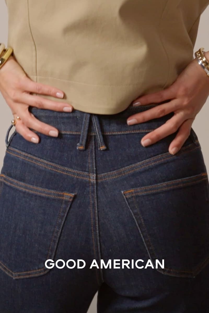 Video of woman wearing Good American jeans.