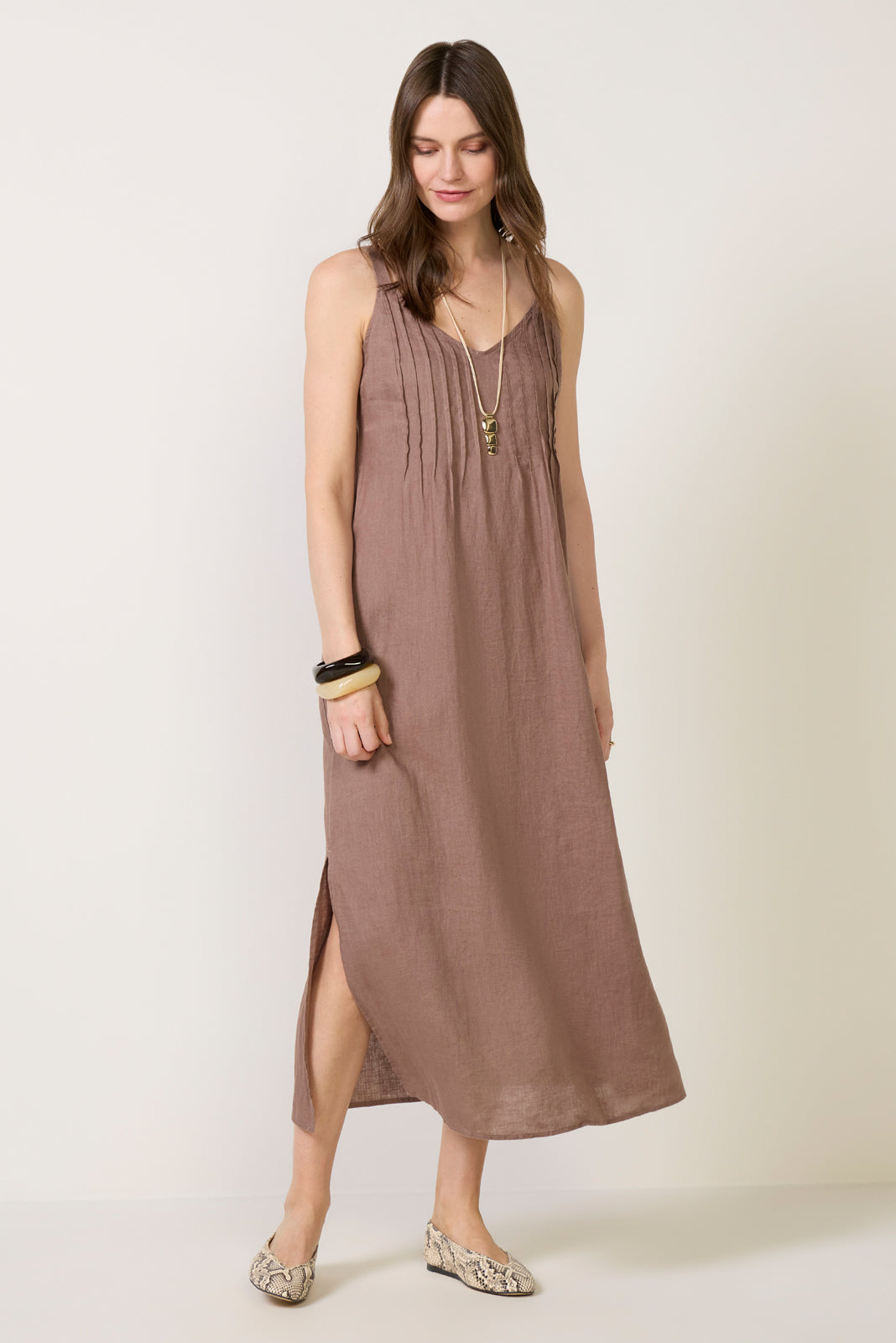Stella Linen Pintuck Dress