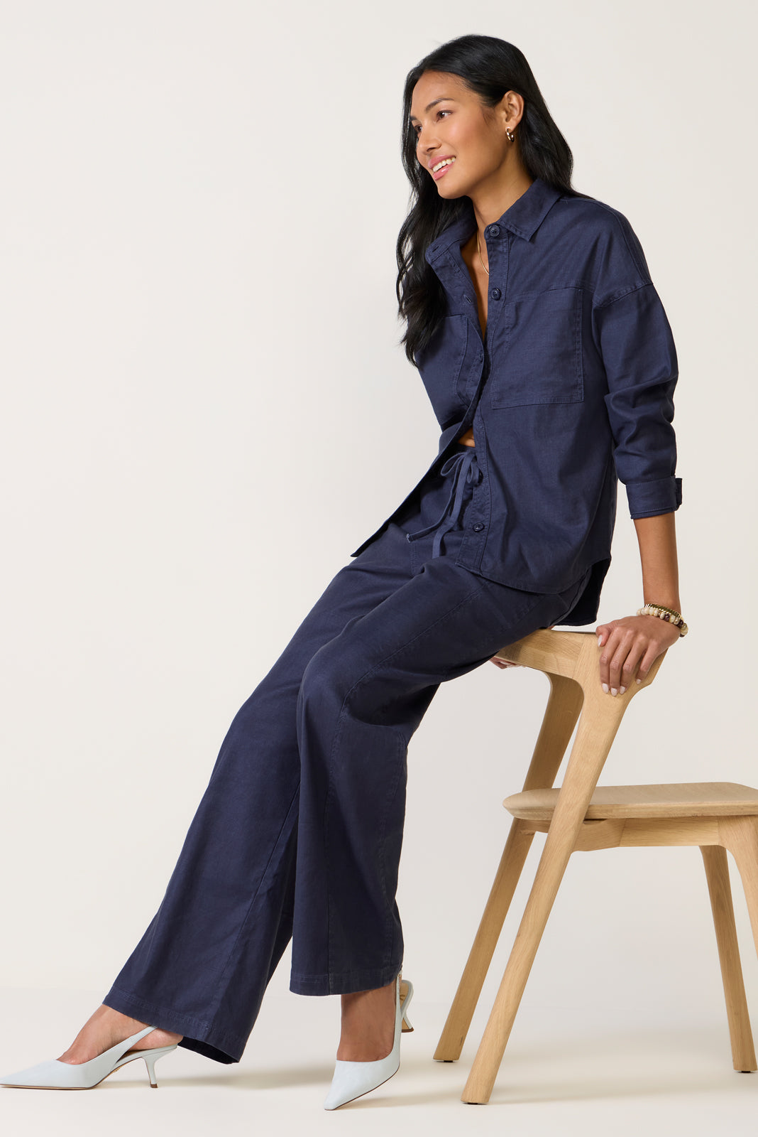 Joelle Stretch Linen Trouser with Tie Waist