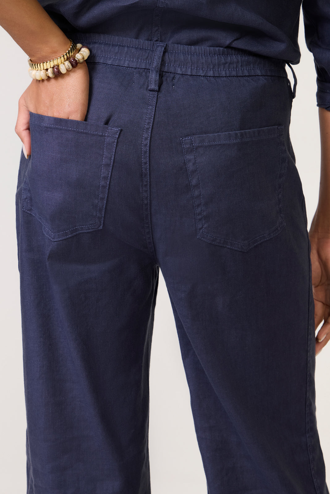 Joelle Stretch Linen Trouser with Tie Waist