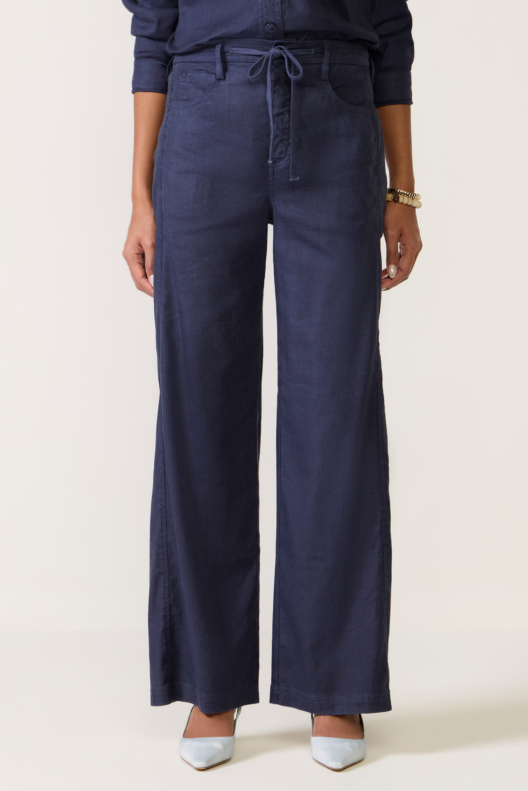Joelle Stretch Linen Trouser with Tie Waist