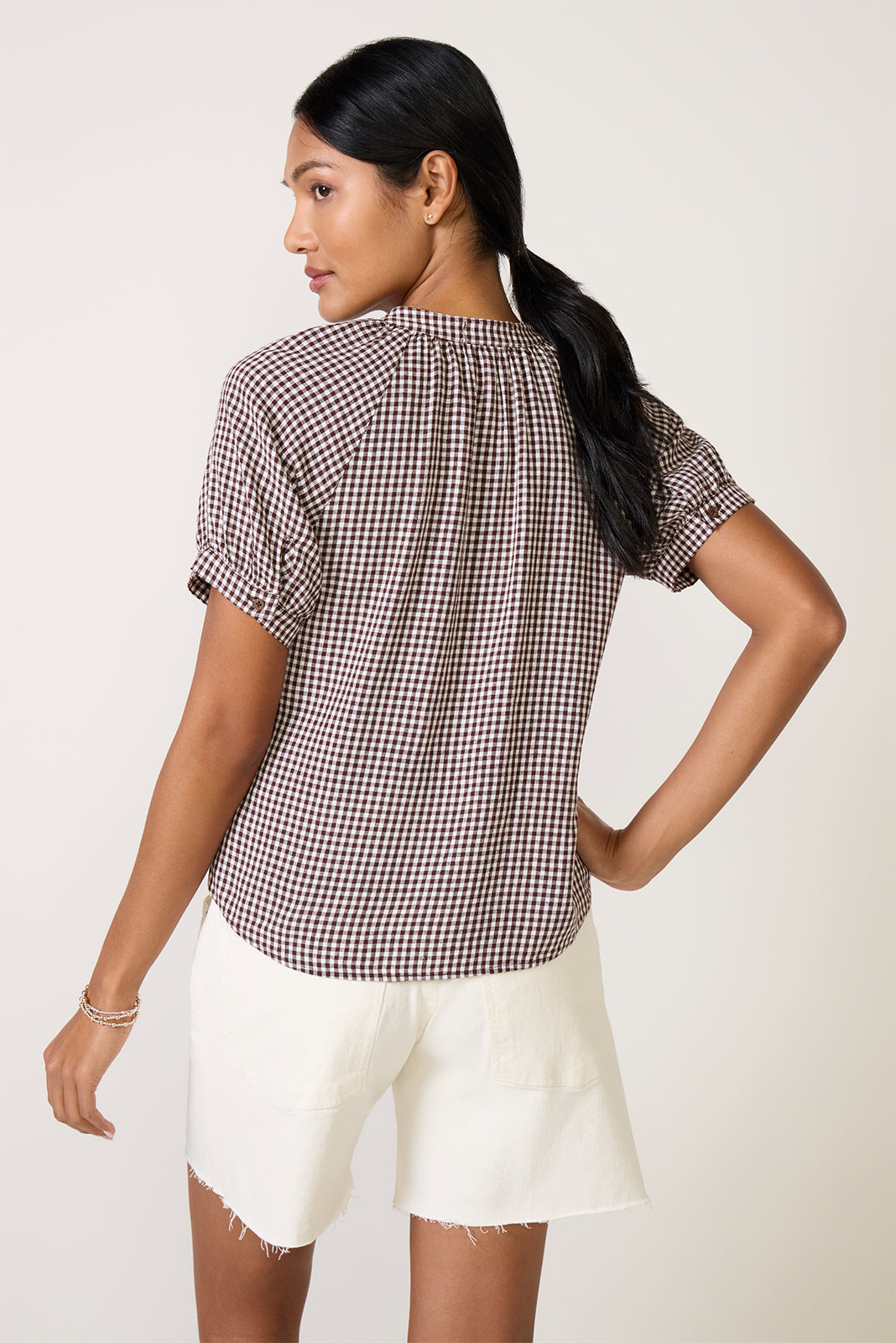 Gingham Raglan Blouse