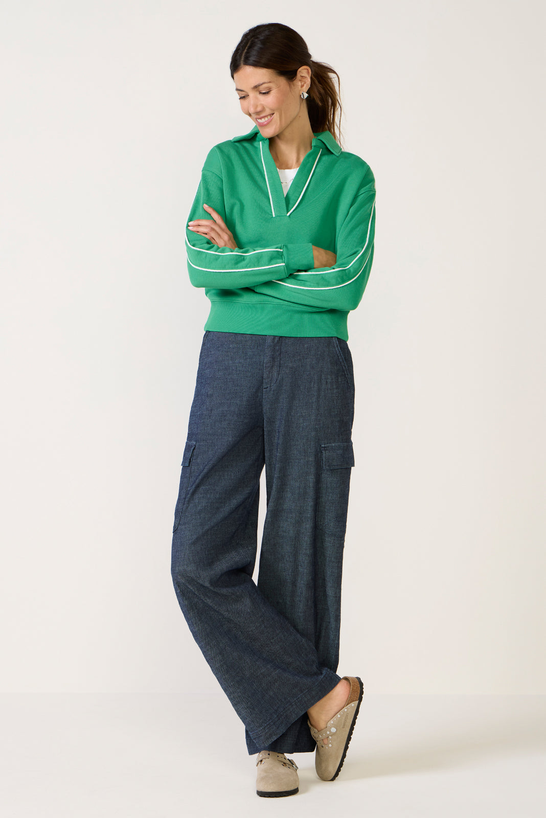 Elsie Piped Polo Sweatshirt