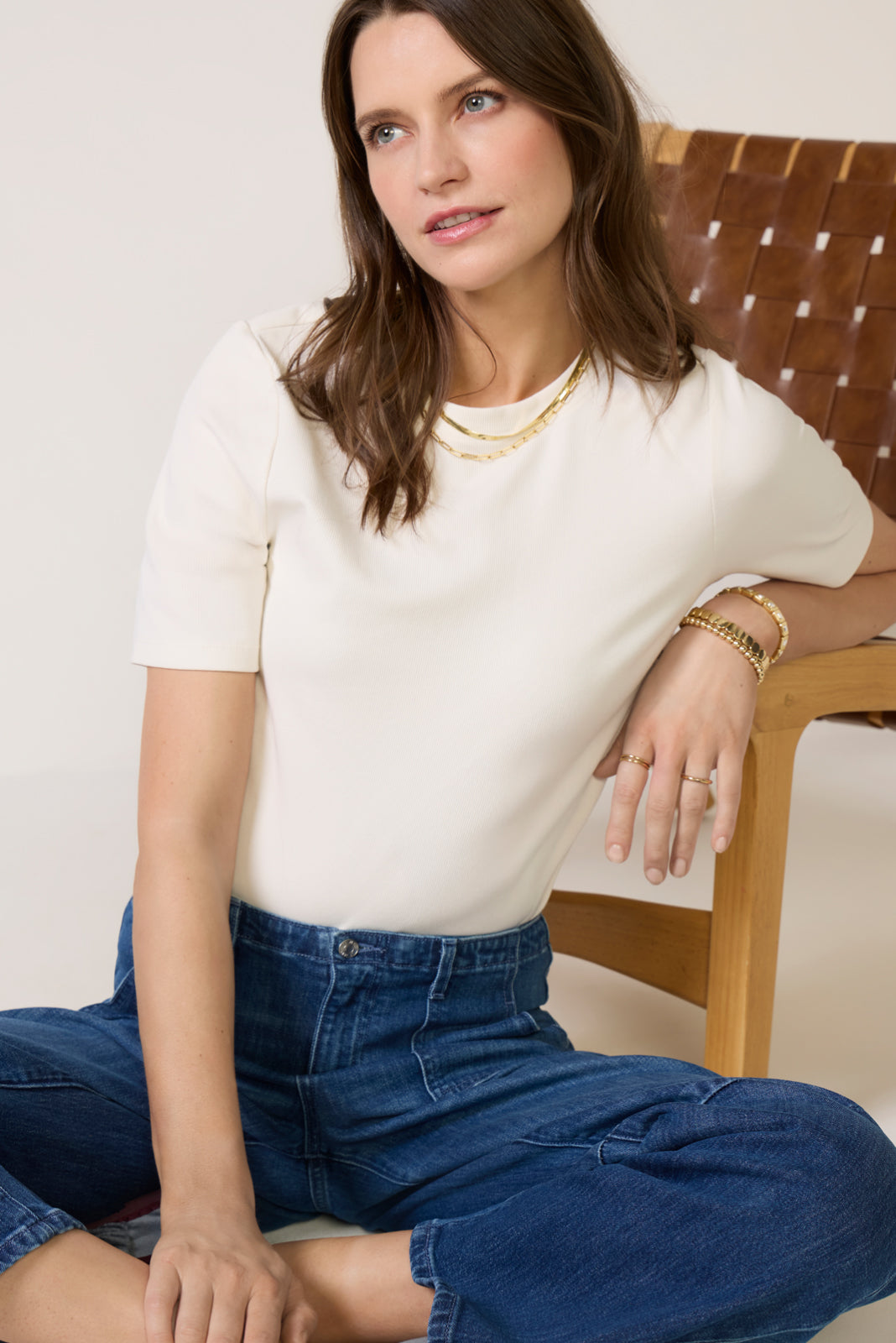 Short Sleeve Crewneck Elbow Tee
