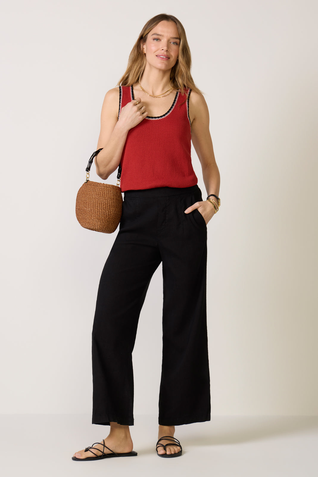 Maya Wide Leg Linen Ankle Pant