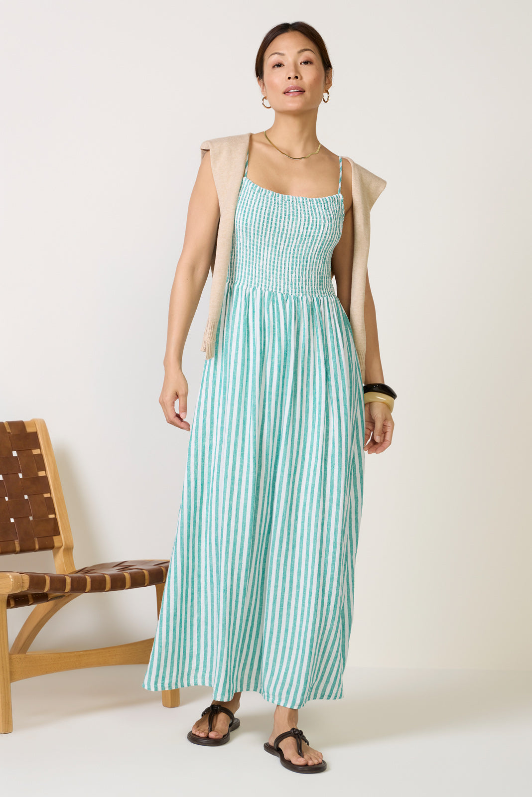 Bayside Striped Linen Dress